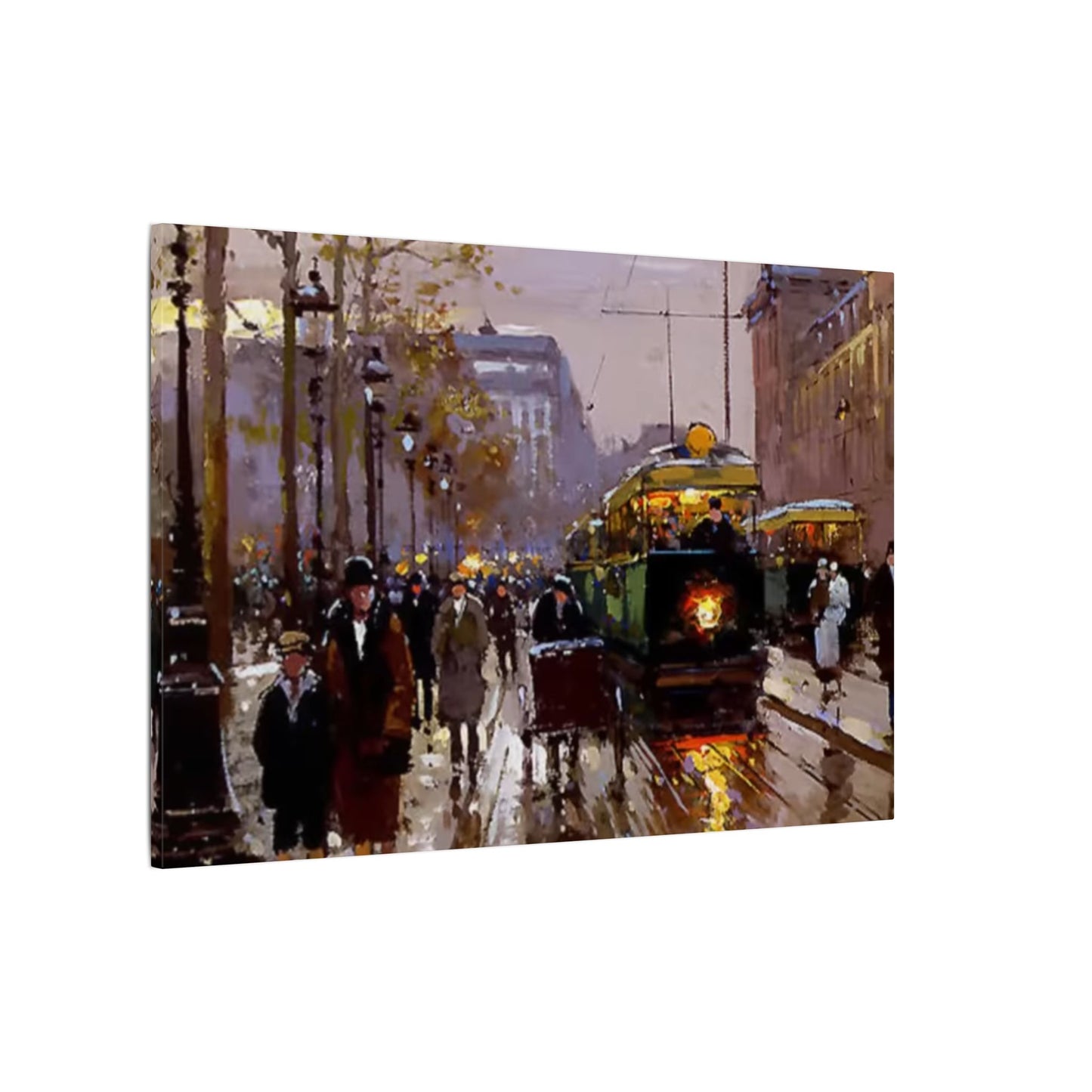 Canvas Print - Vintage Art of France Streetcar, French Artwork