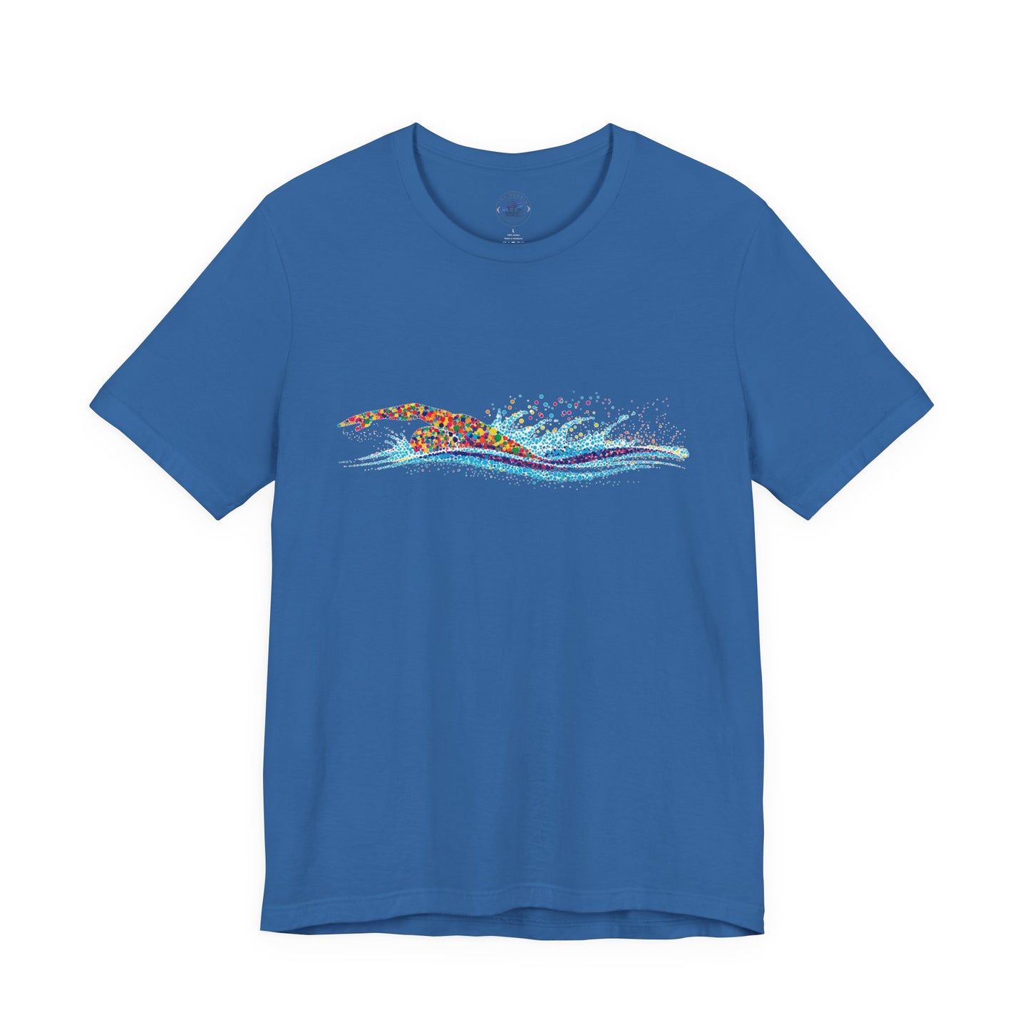 Colorful Day Dot Cool Wave Swimmer Graphic Unisex Tee, Casual Wear, Graphic T-Shirt, Beach Lover Shirt, Gift for Surfers