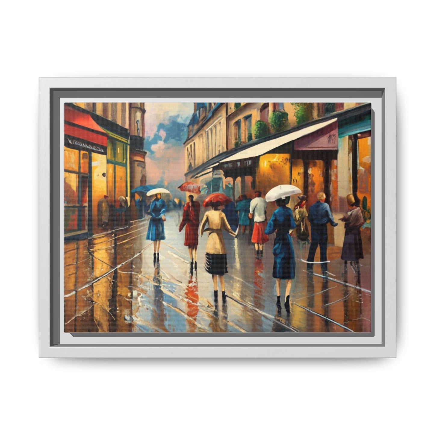 Framed Canvas-Cityscape French Ladies Shopping