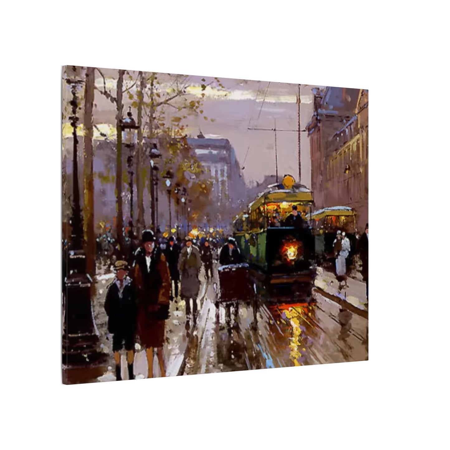 Canvas Print - Vintage Art of France Streetcar, French Artwork