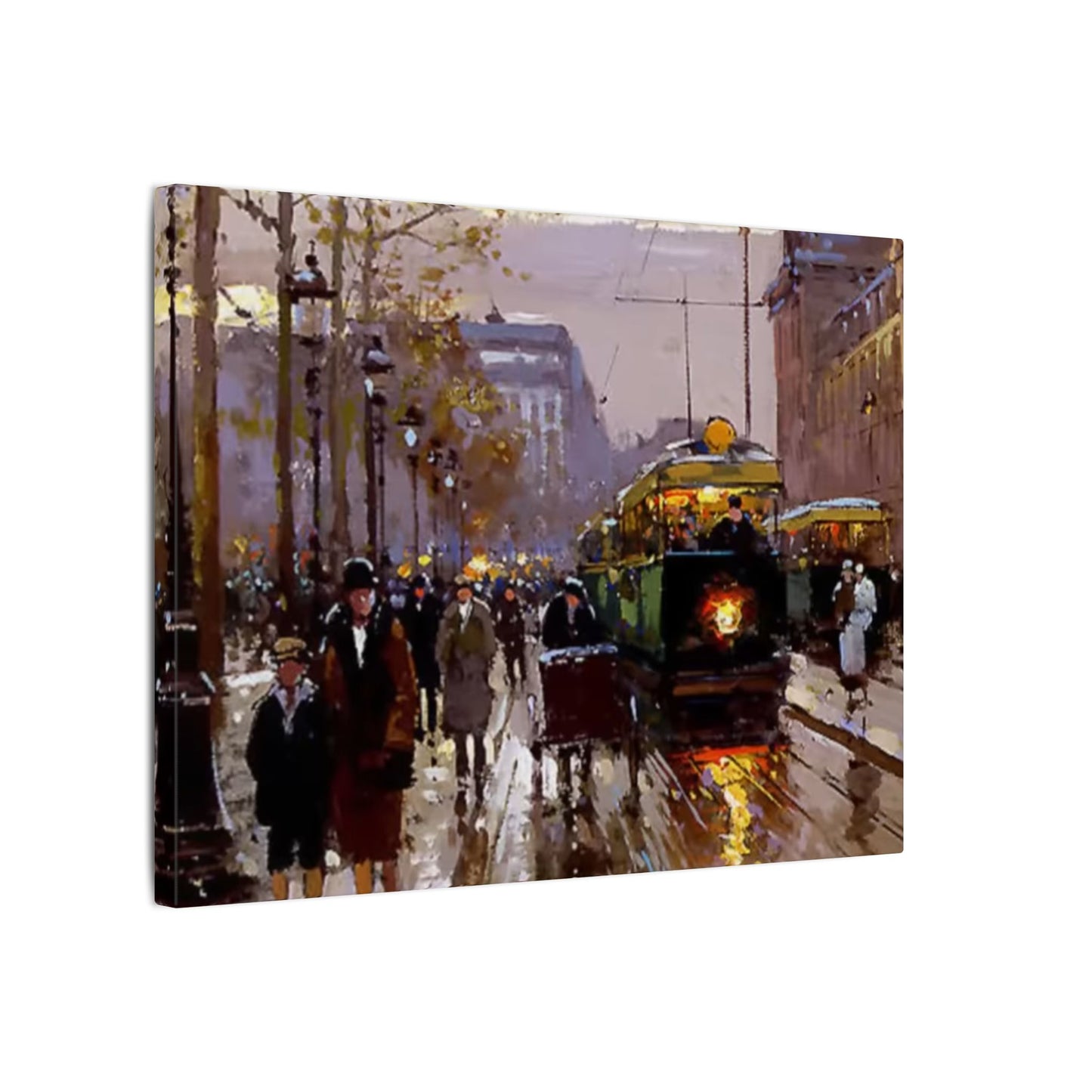 Canvas Print - Vintage Art of France Streetcar, French Artwork