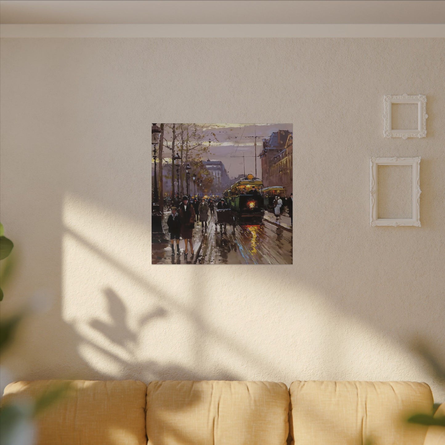 Canvas Print - Vintage Art of France Streetcar, French Artwork