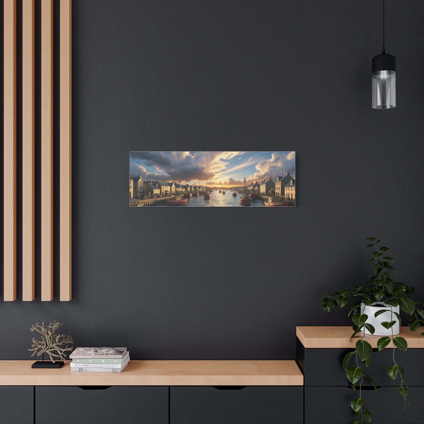 Serene Harbor Canvas Print, Nautical Wall Art, Coastal Home Decor, Sunset Artwork, Gift for Beach Lovers, Scenic Artwork