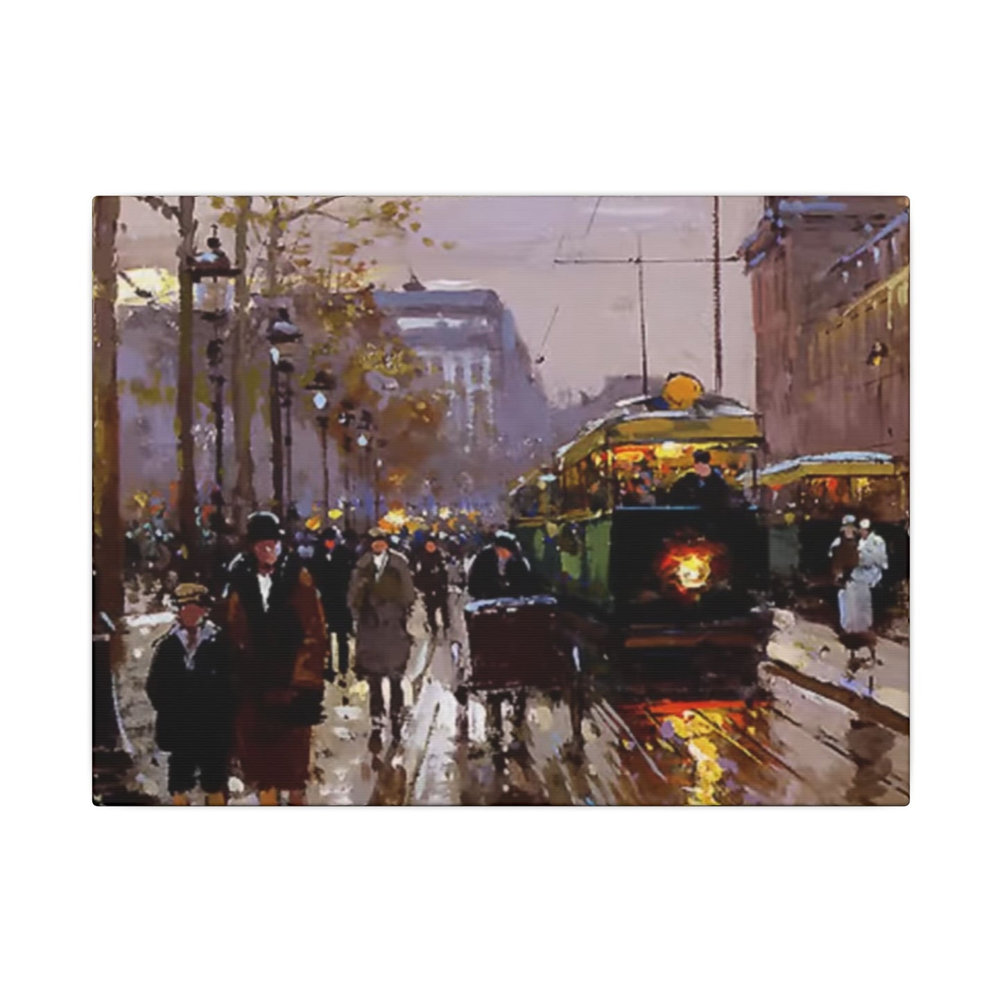 Canvas Print - Vintage Art of France Streetcar, French Artwork