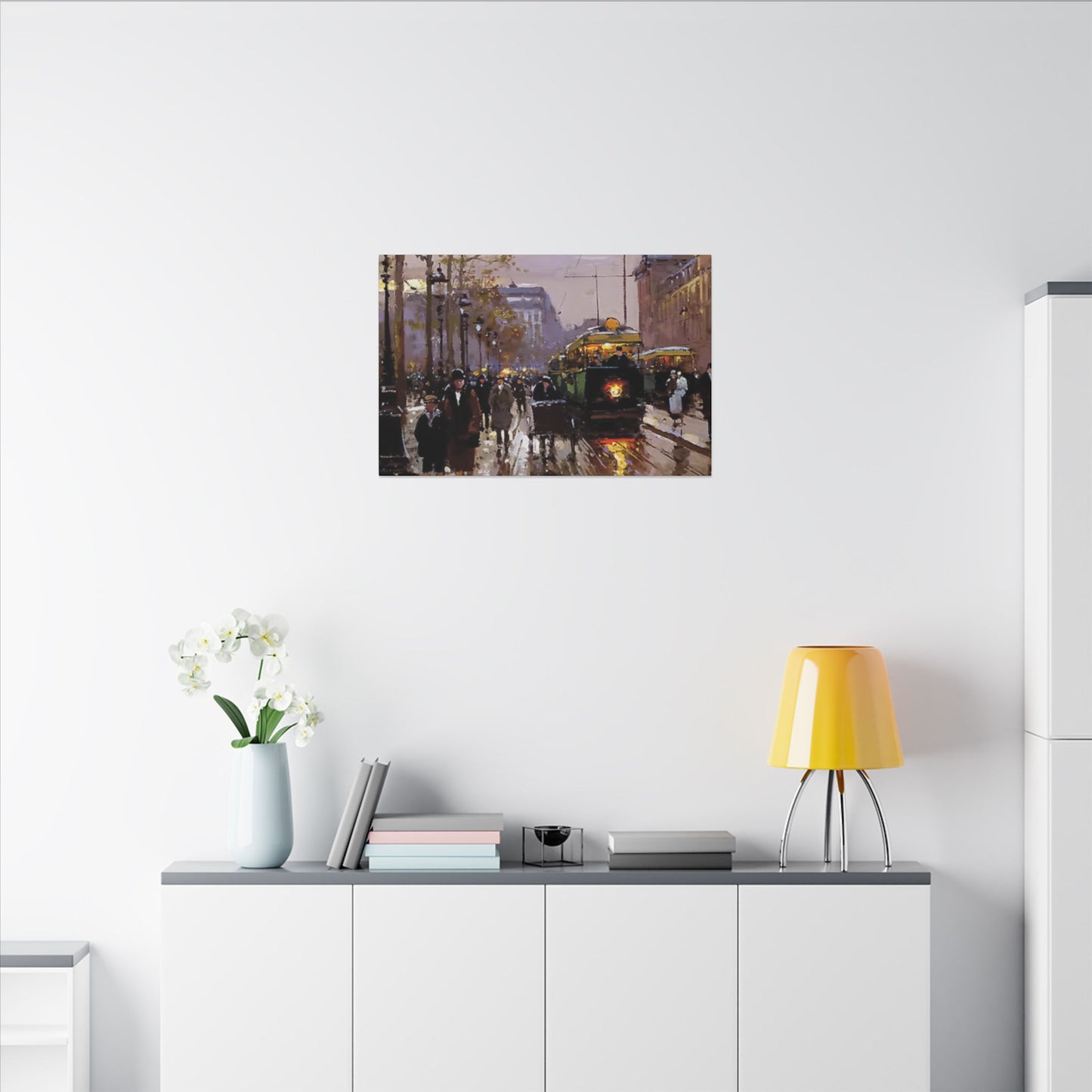 Canvas Print - Vintage Art of France Streetcar, French Artwork