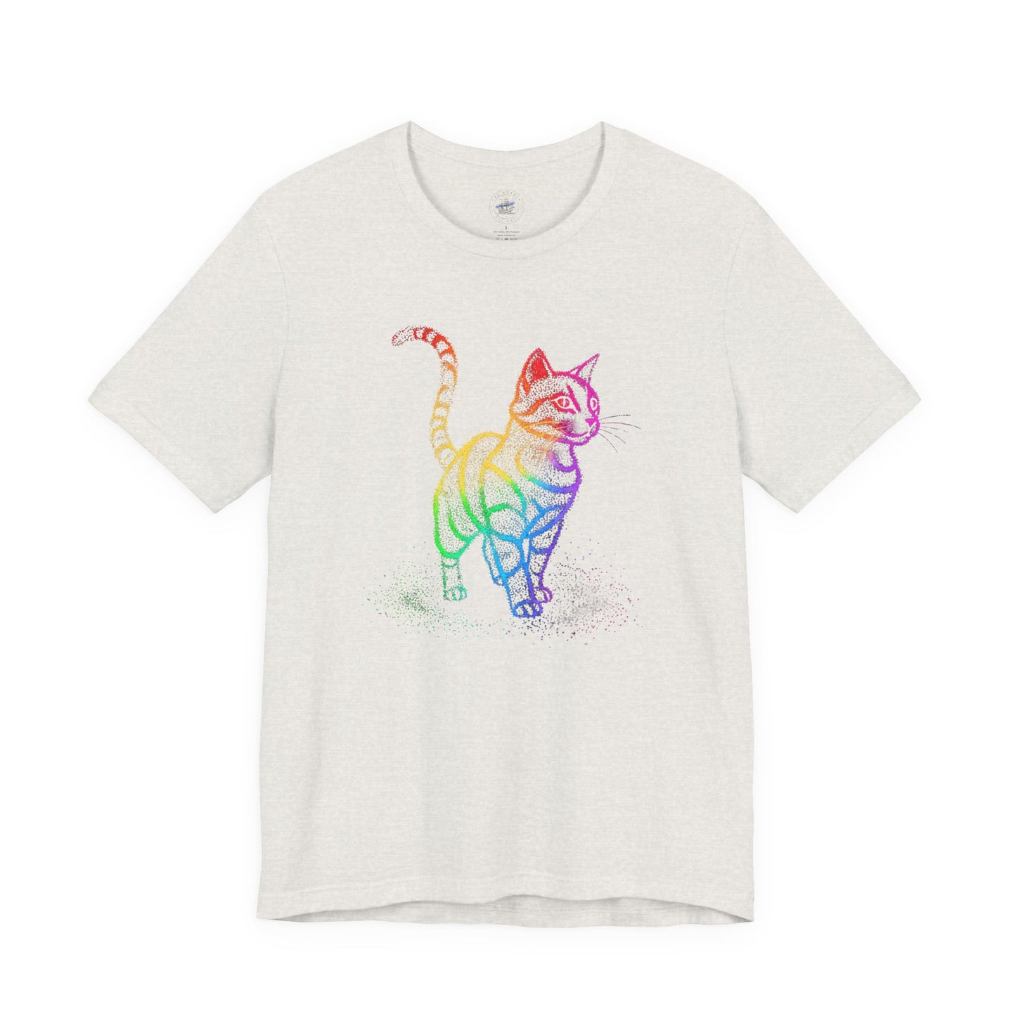 Day Dot Style, Rainbow Cat Unisex Jersey Tee, Colorful Cat Shirt, Gift for Cat Lovers, Cute Pet Apparel, Cat-Themed Fashion, Animal Lover Tee