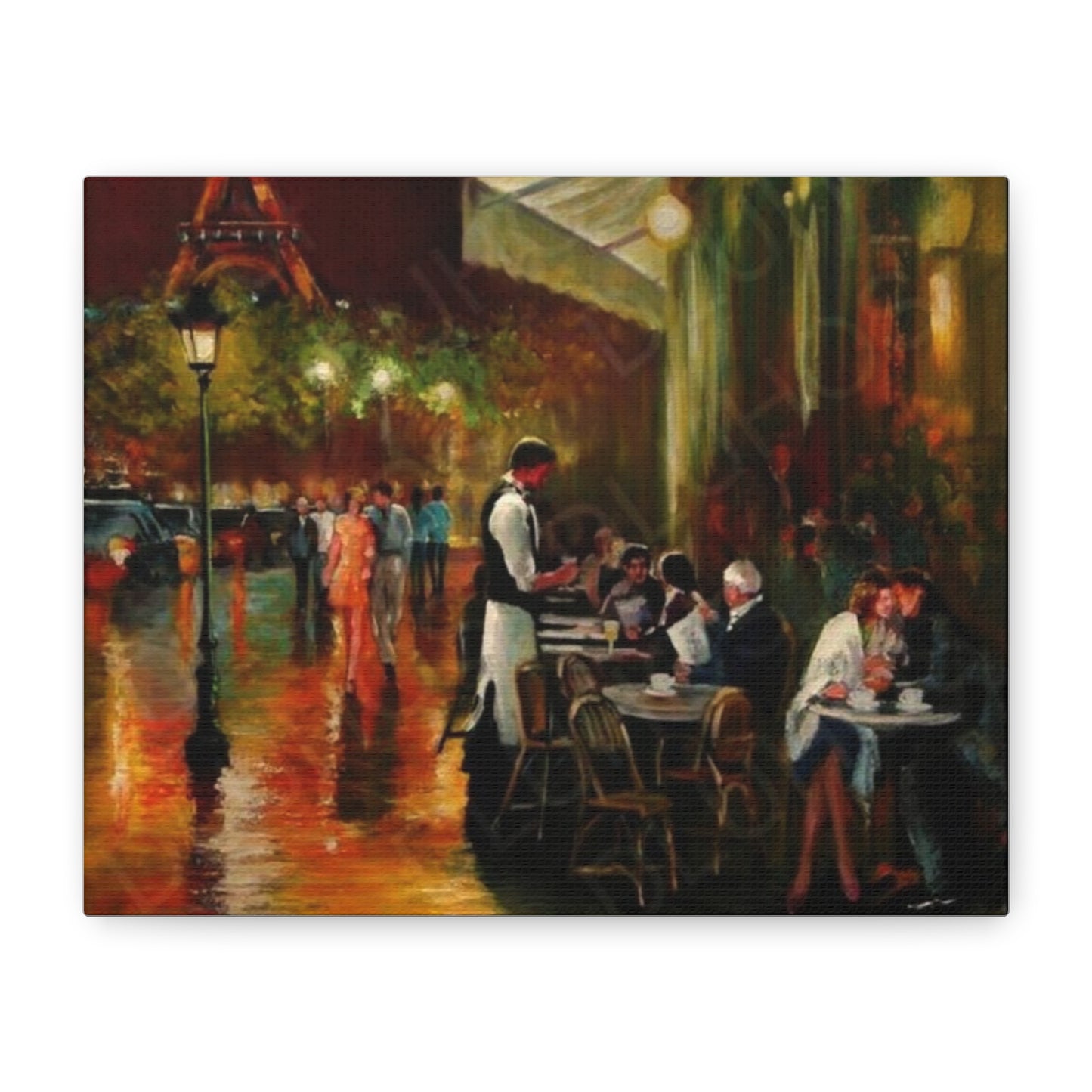 Canvas Wall Art - Charming French Street side Cafe Dining