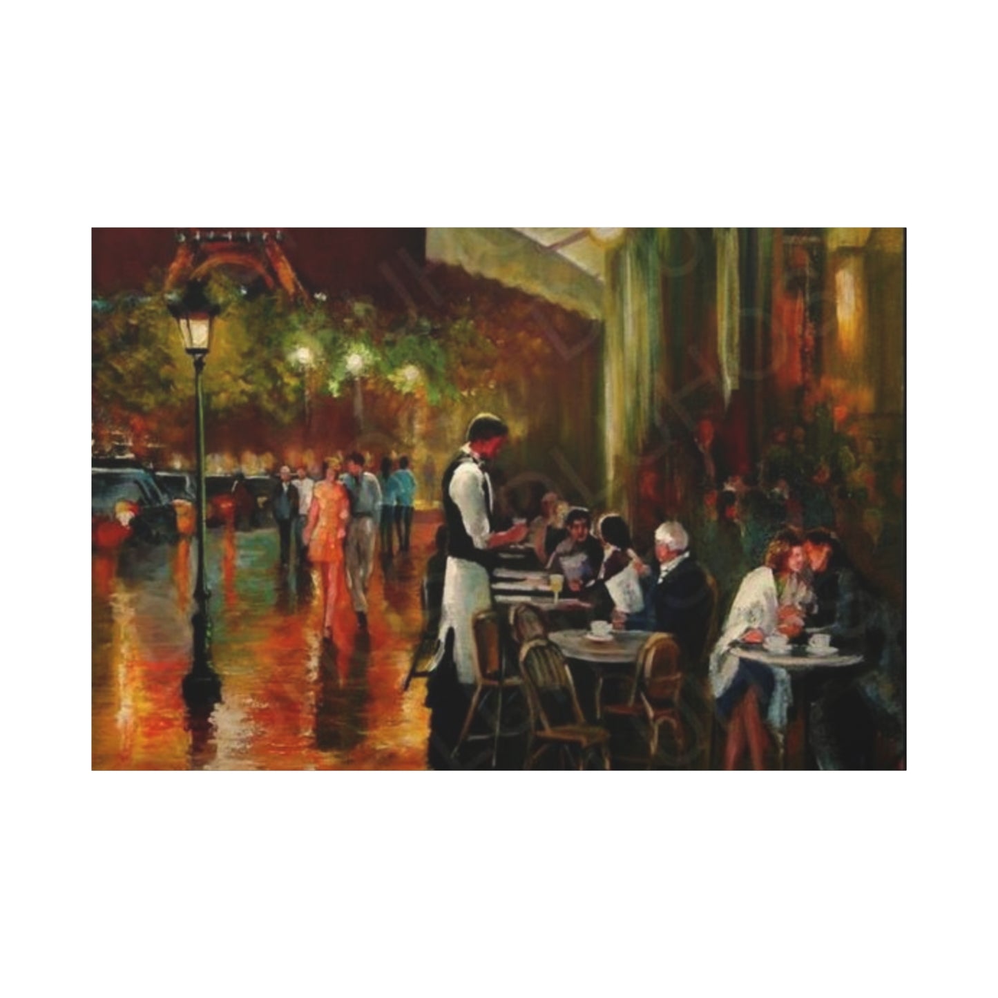 Canvas Wall Art - Charming French Street side Cafe Dining