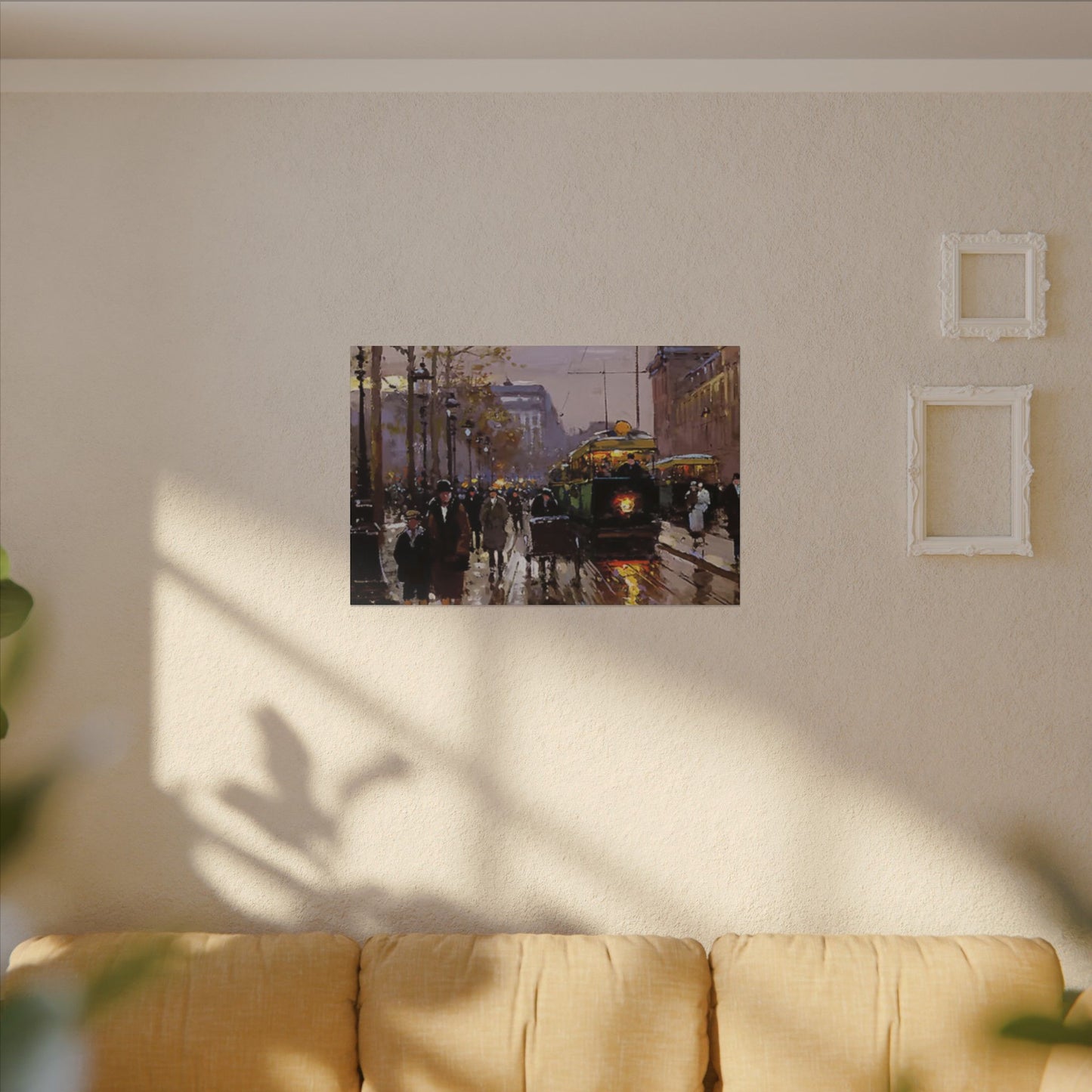 Canvas Print - Vintage Art of France Streetcar, French Artwork