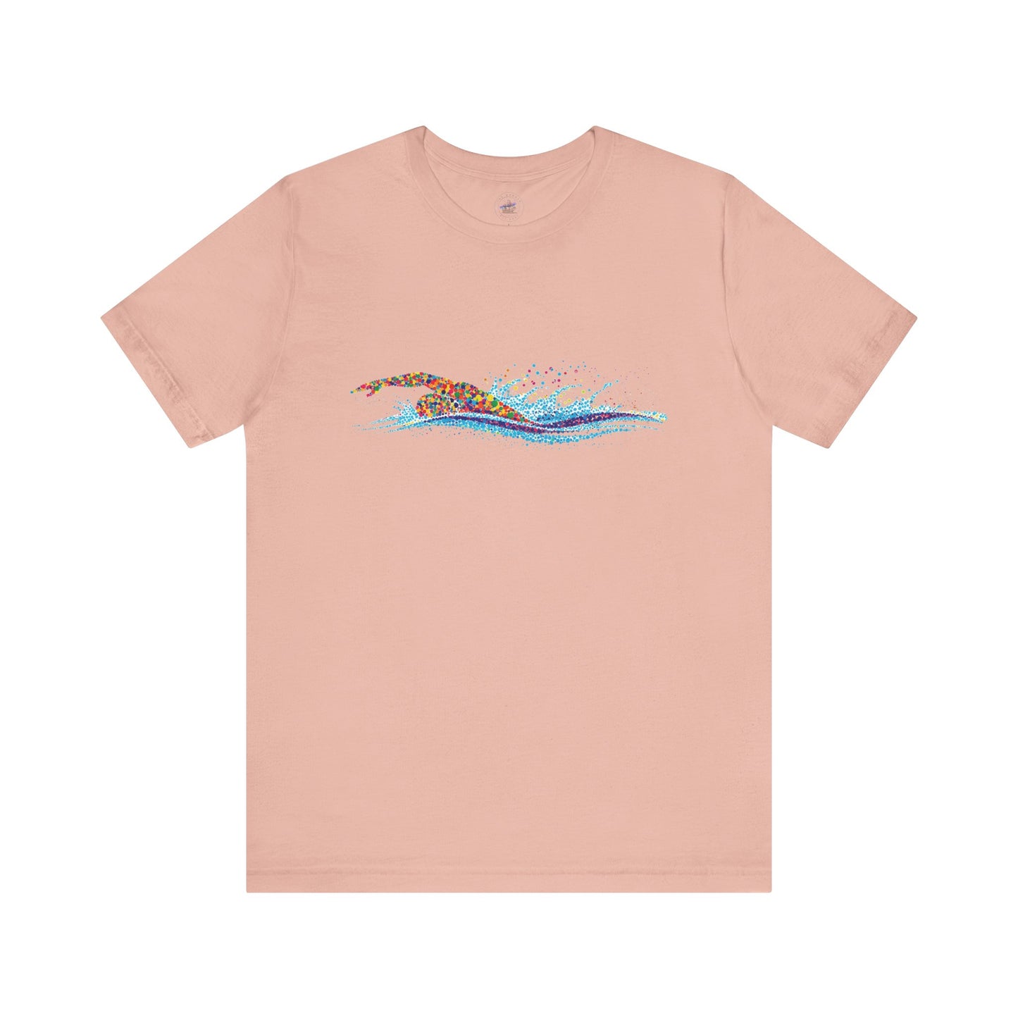 Colorful Day Dot Cool Wave Swimmer Graphic Unisex Tee, Casual Wear, Graphic T-Shirt, Beach Lover Shirt, Gift for Surfers