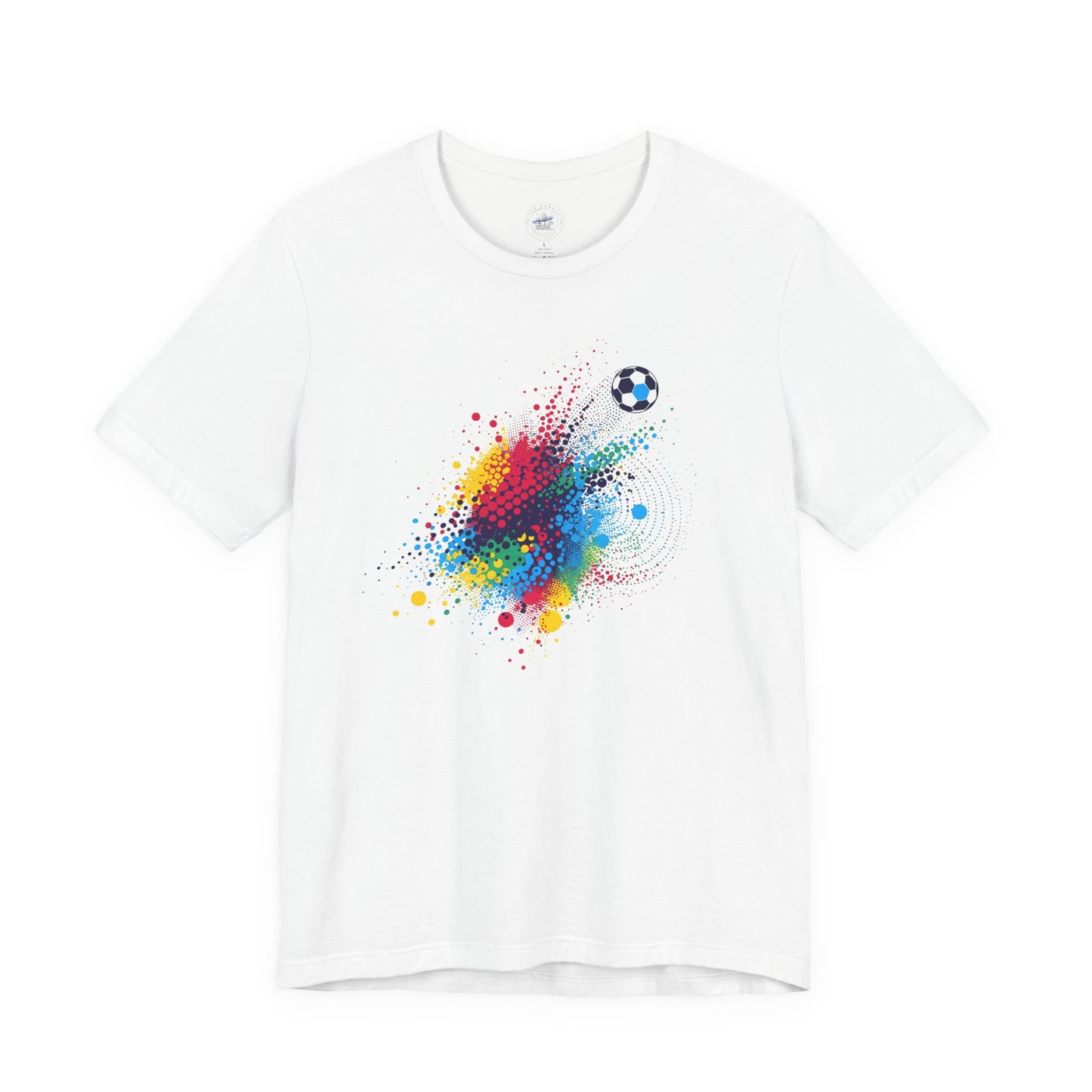 Colorful Day Dot Soccer Splash Tee - Unisex Short Sleeve Shirt, Sports Fan Gift, Casual Wear, Fun Summer Tee, Active Lifestyle Top