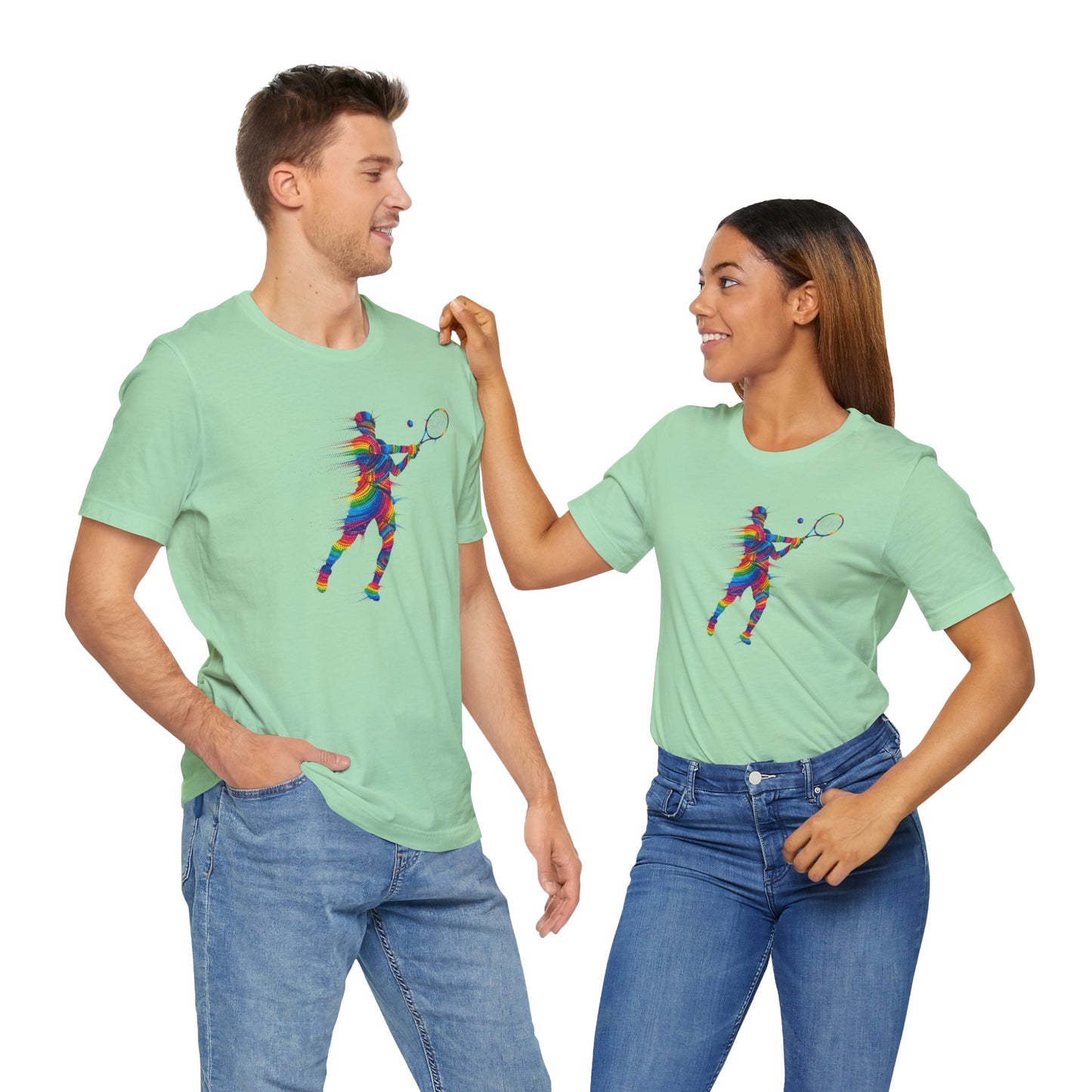 Colorful Day Dot Style Tennis Player Unisex Tee, Sporty Outfit, Gift for Tennis Lovers, Athleisure Tee, Vibrant Streetwear, Tennis Gift, Summer Style