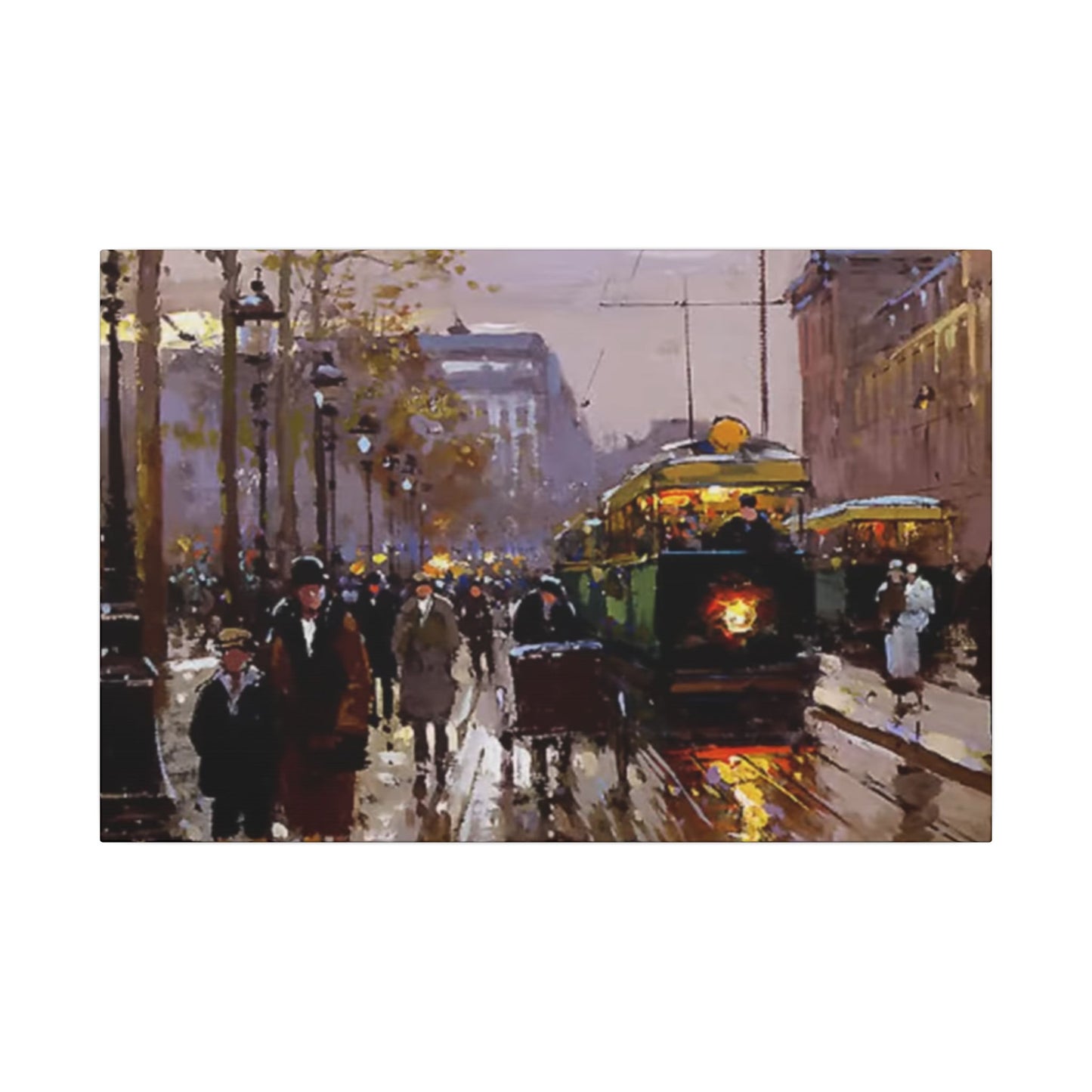 Canvas Print - Vintage Art of France Streetcar, French Artwork