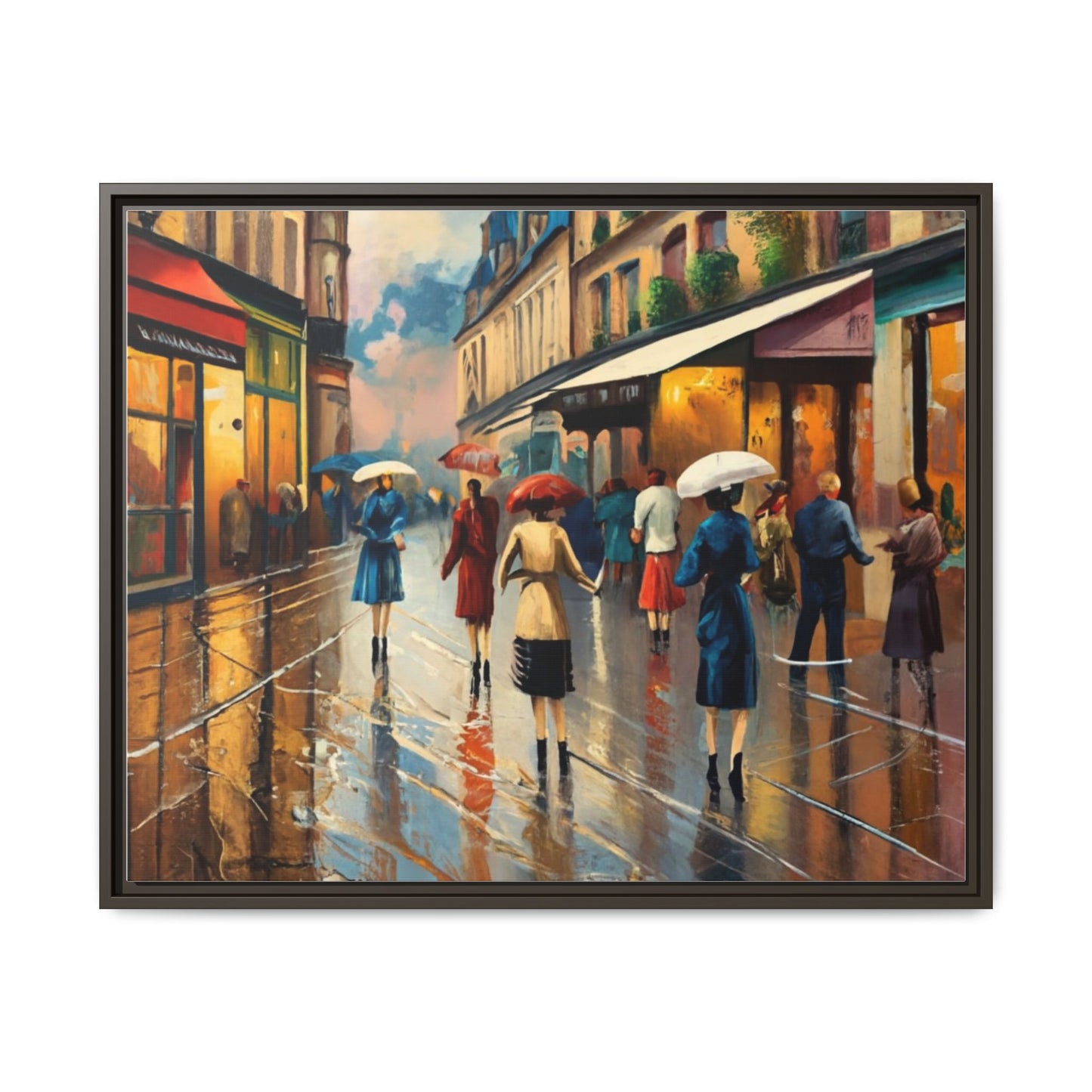 Framed Canvas-Cityscape French Ladies Shopping