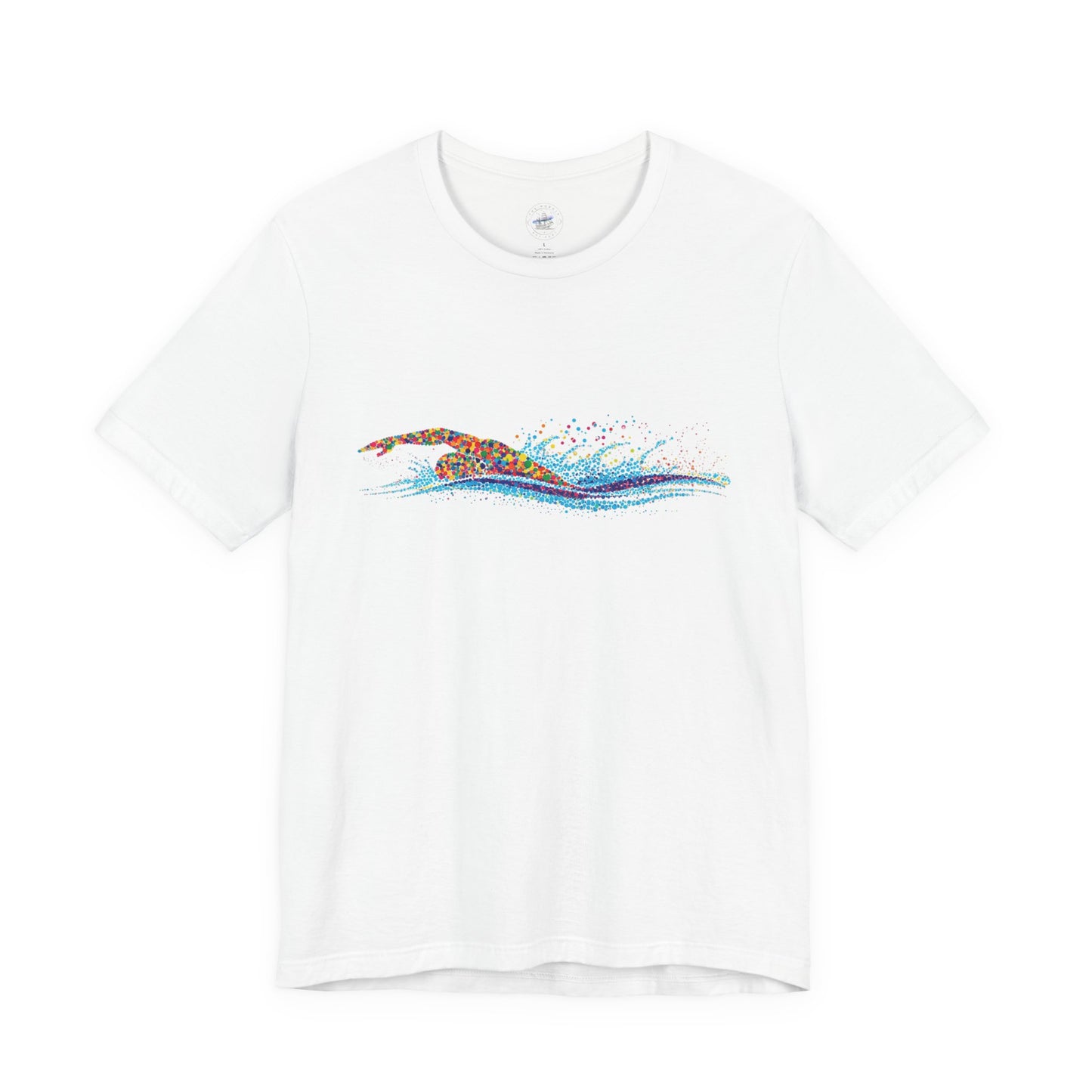 Colorful Day Dot Cool Wave Swimmer Graphic Unisex Tee, Casual Wear, Graphic T-Shirt, Beach Lover Shirt, Gift for Surfers