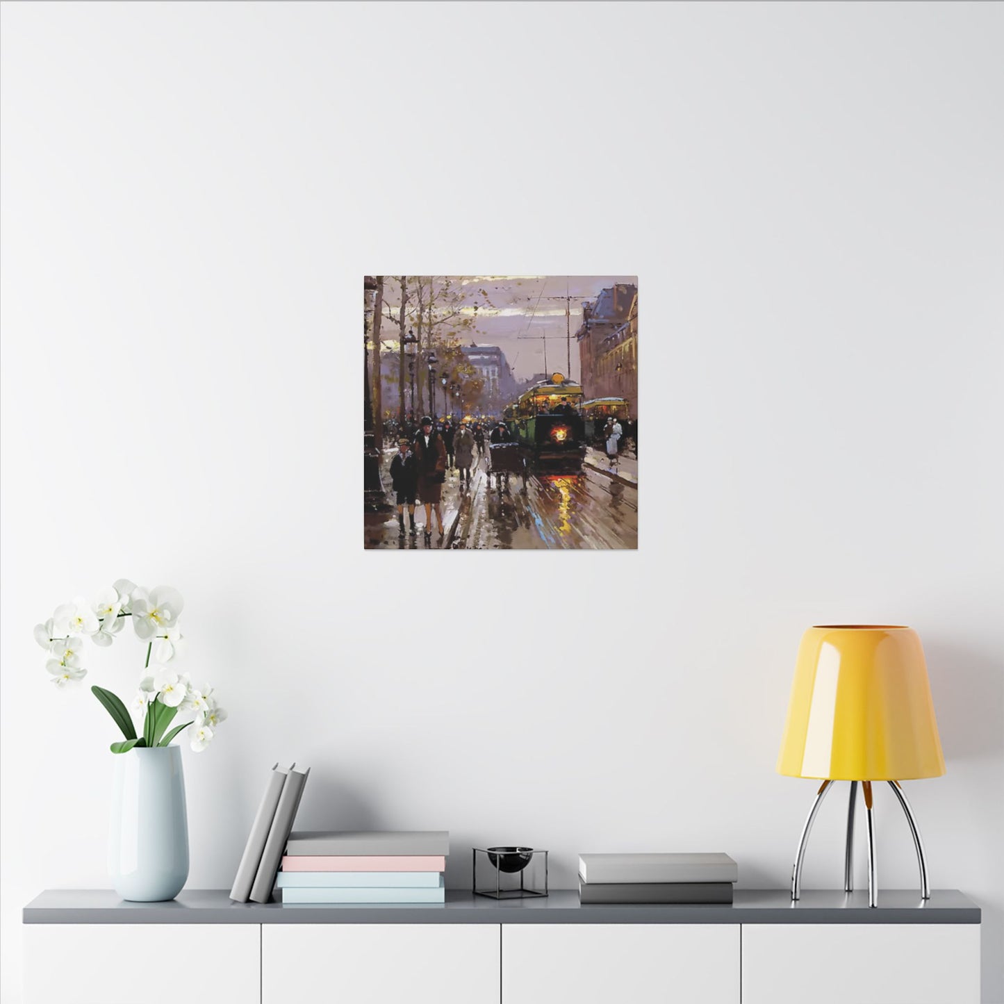 Canvas Print - Vintage Art of France Streetcar, French Artwork
