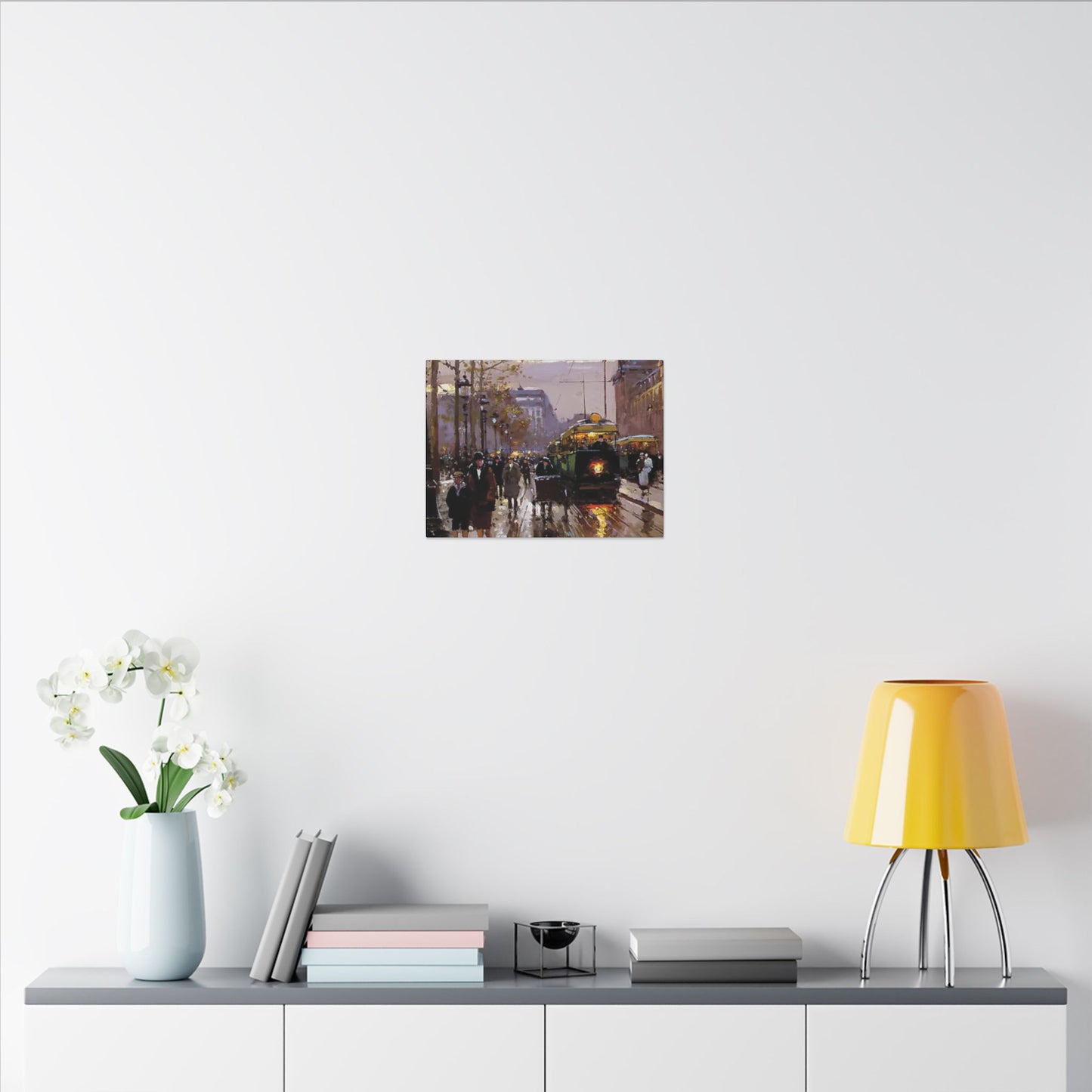 Canvas Print - Vintage Art of France Streetcar, French Artwork