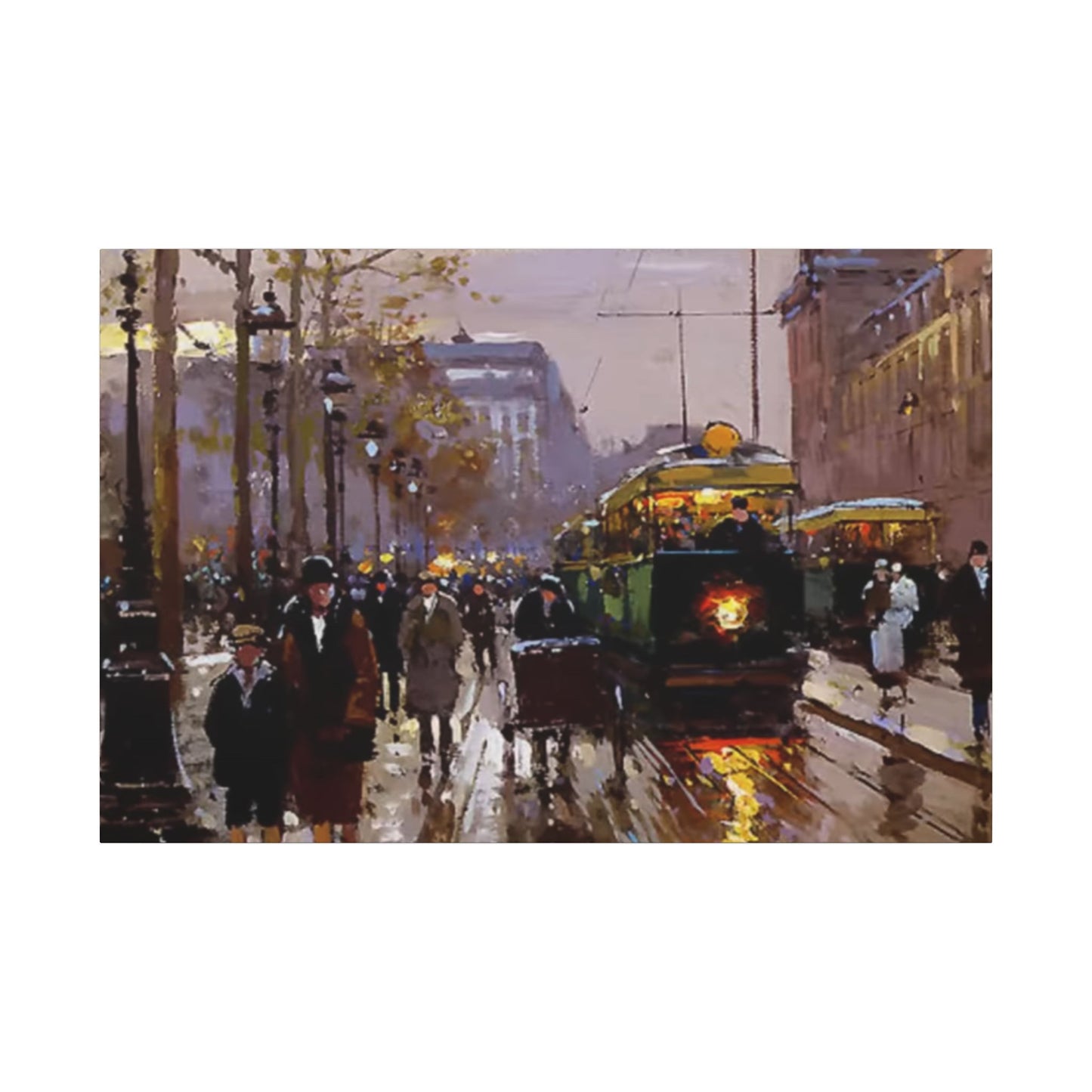 Canvas Print - Vintage Art of France Streetcar, French Artwork