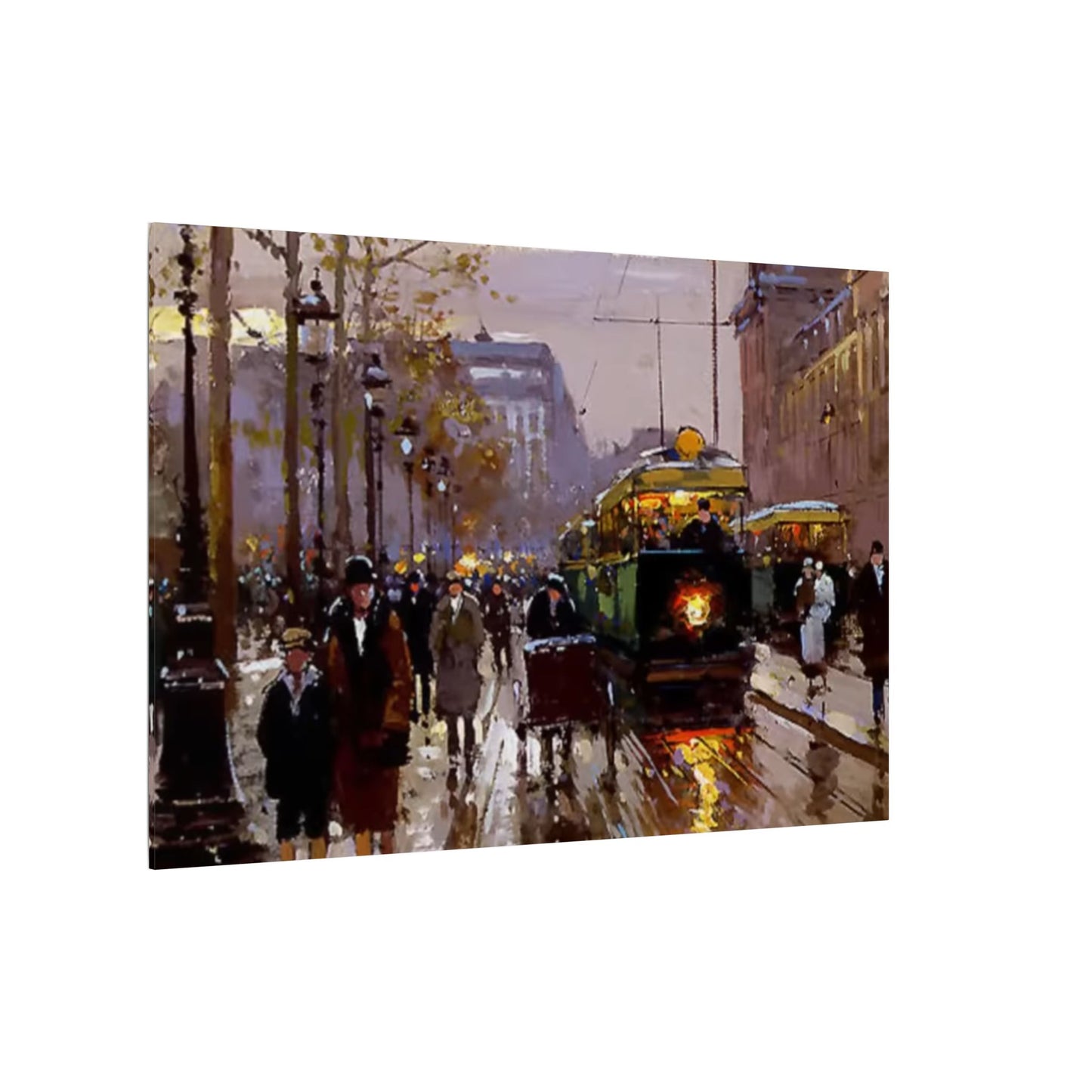 Canvas Print - Vintage Art of France Streetcar, French Artwork