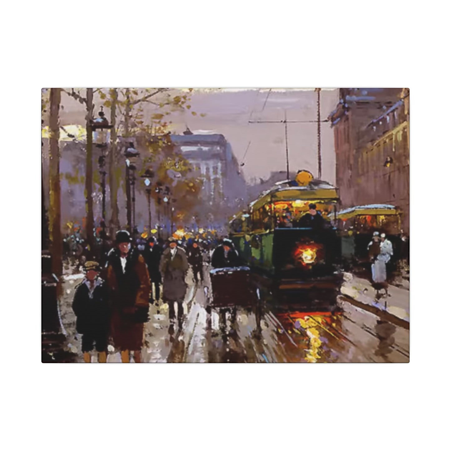 Canvas Print - Vintage Art of France Streetcar, French Artwork