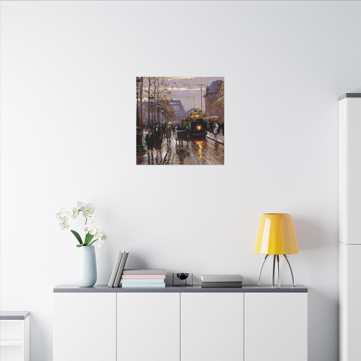 Canvas Print - Vintage Art of France Streetcar, French Artwork