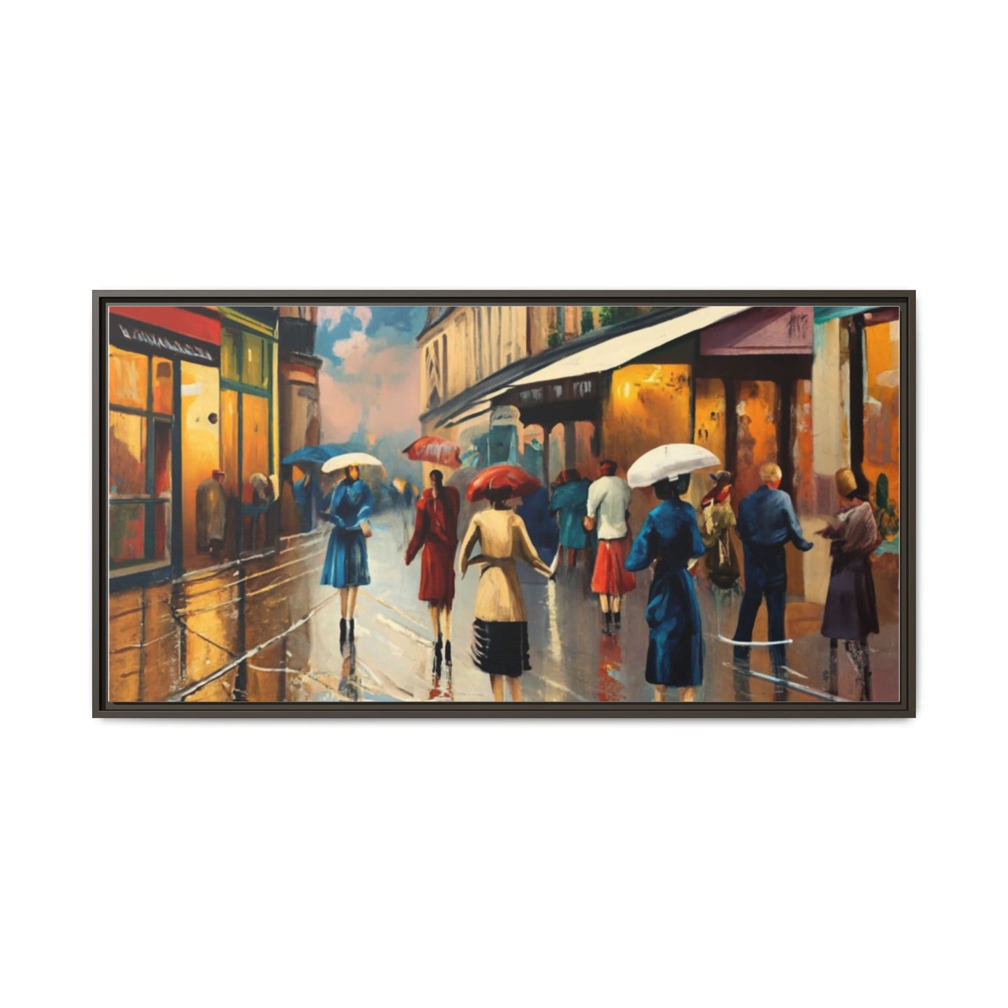 Framed Canvas-Cityscape French Ladies Shopping