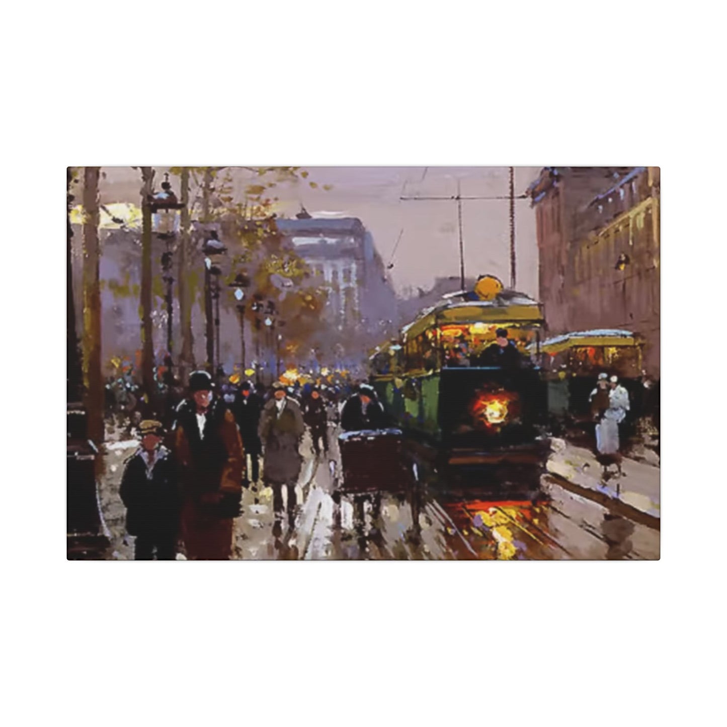 Canvas Print - Vintage Art of France Streetcar, French Artwork