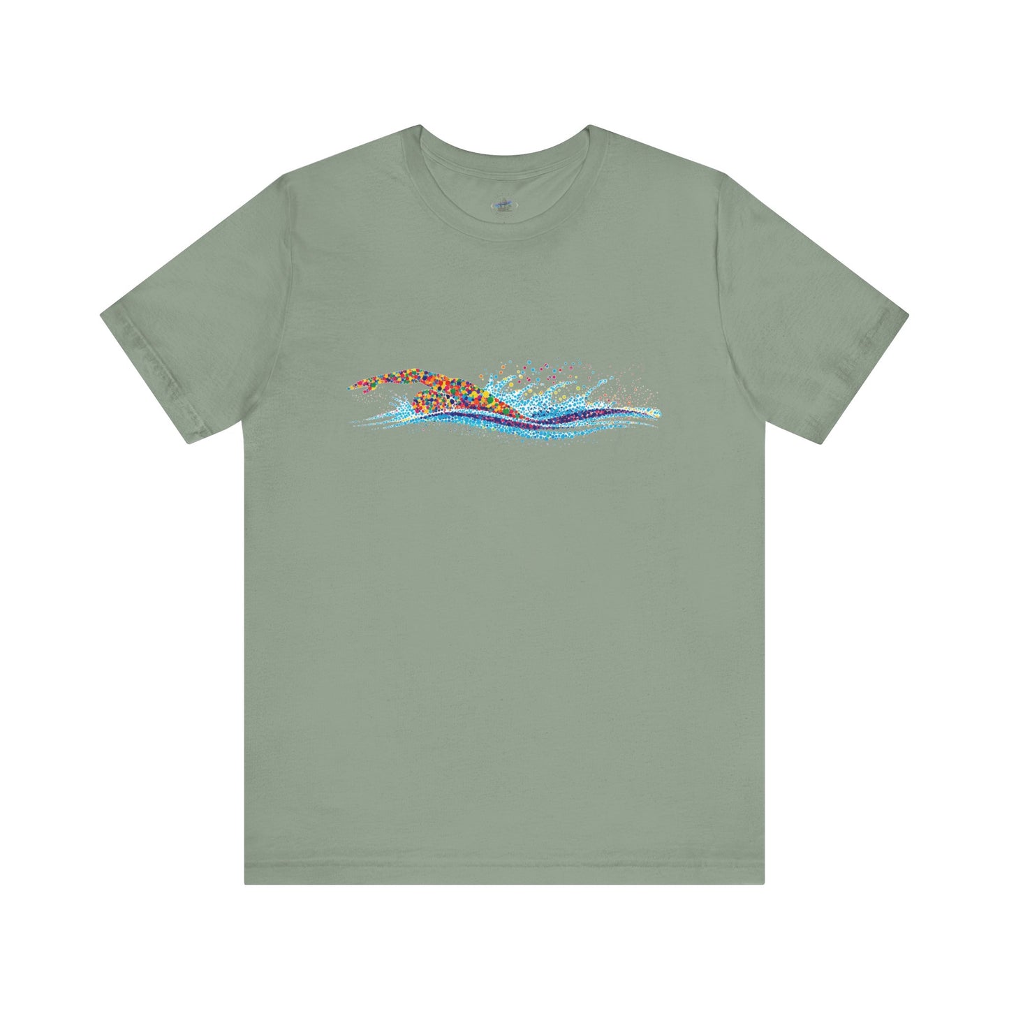Colorful Day Dot Cool Wave Swimmer Graphic Unisex Tee, Casual Wear, Graphic T-Shirt, Beach Lover Shirt, Gift for Surfers