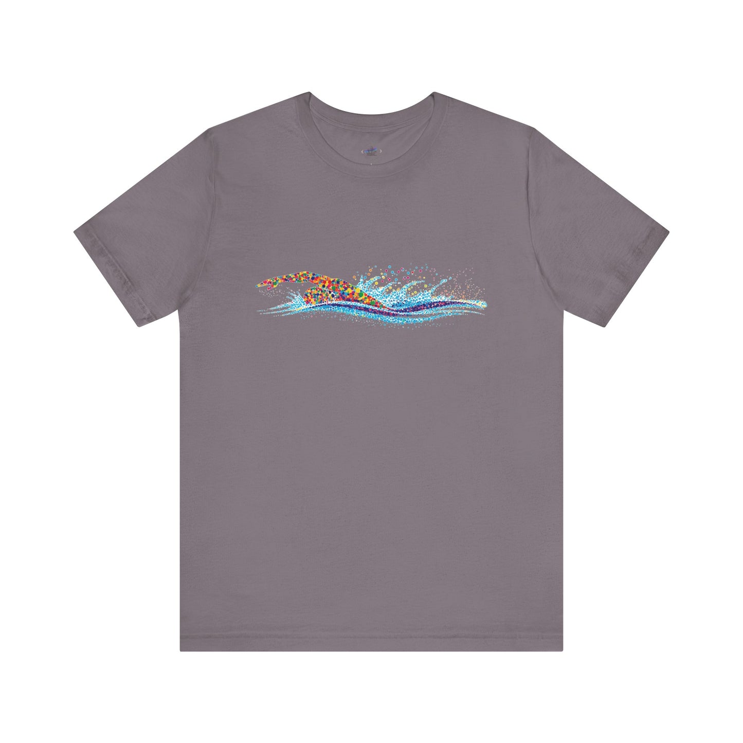 Colorful Day Dot Cool Wave Swimmer Graphic Unisex Tee, Casual Wear, Graphic T-Shirt, Beach Lover Shirt, Gift for Surfers