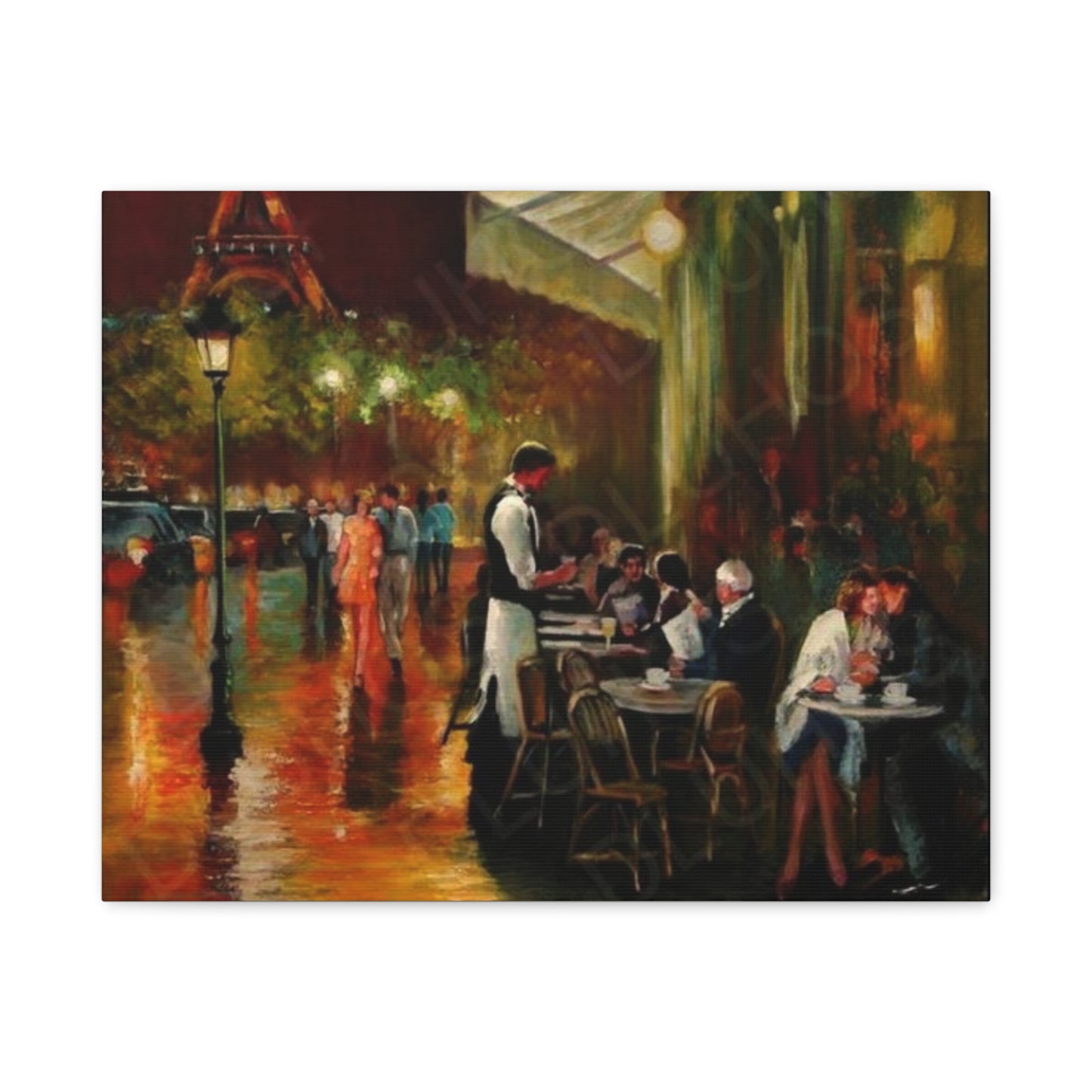 Canvas Wall Art - Charming French Street side Cafe Dining