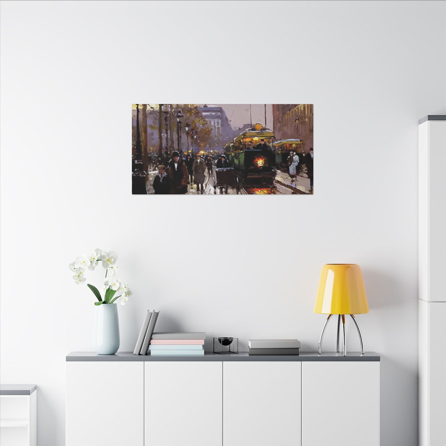 Canvas Print - Vintage Art of France Streetcar, French Artwork