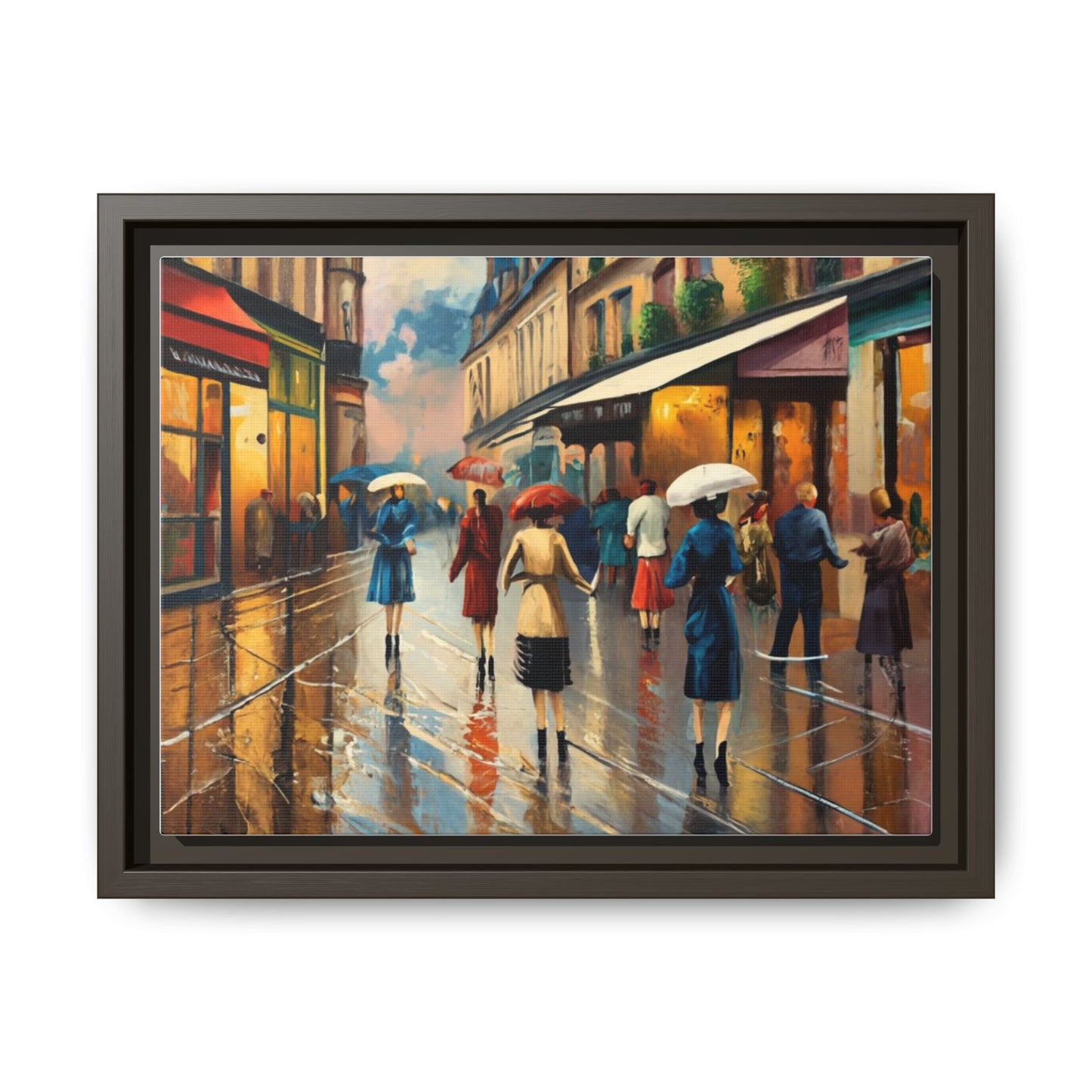 Framed Canvas-Cityscape French Ladies Shopping