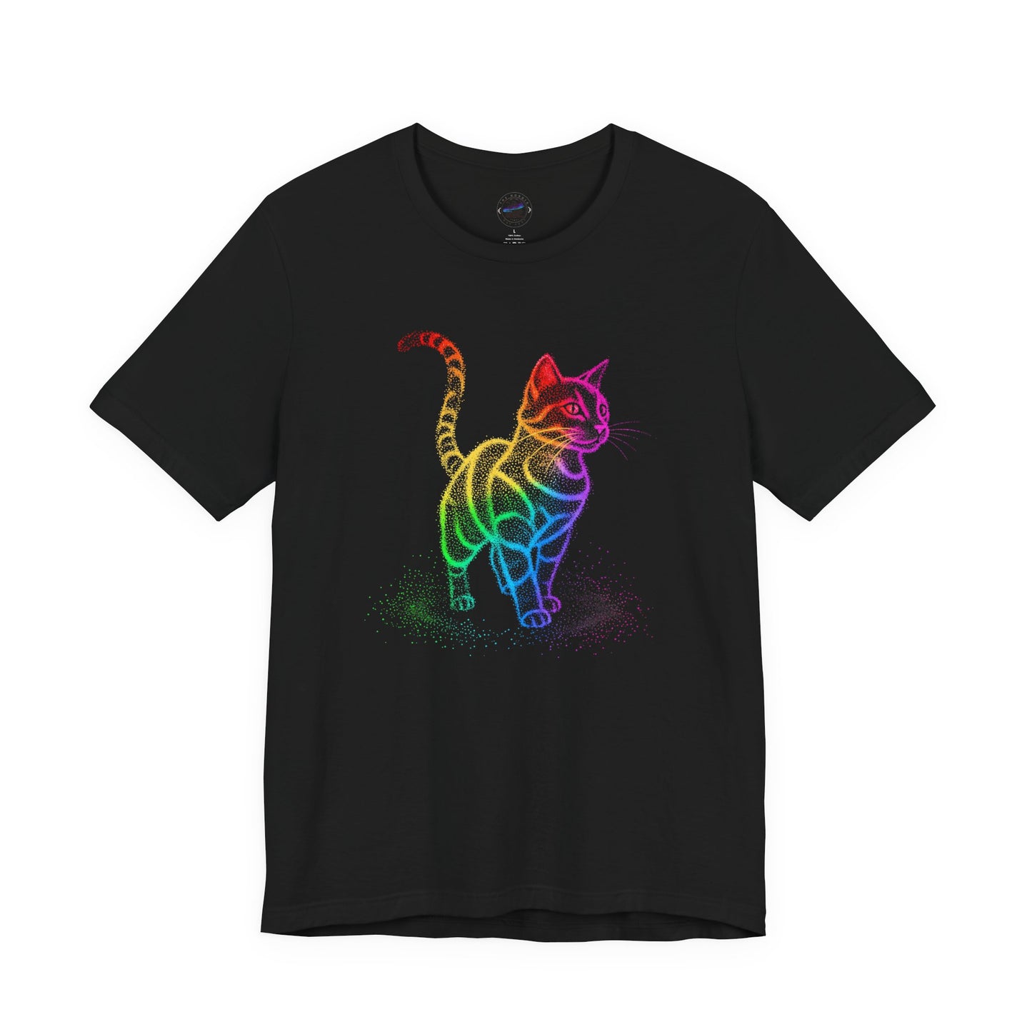 Day Dot Style, Rainbow Cat Unisex Jersey Tee, Colorful Cat Shirt, Gift for Cat Lovers, Cute Pet Apparel, Cat-Themed Fashion, Animal Lover Tee