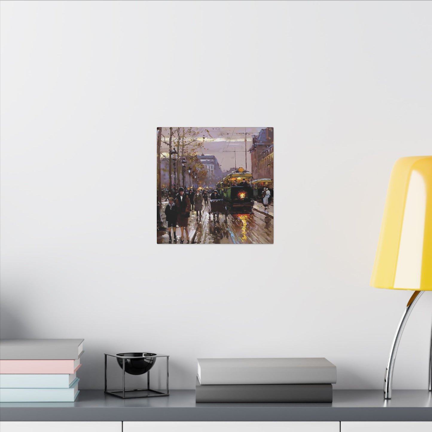 Canvas Print - Vintage Art of France Streetcar, French Artwork