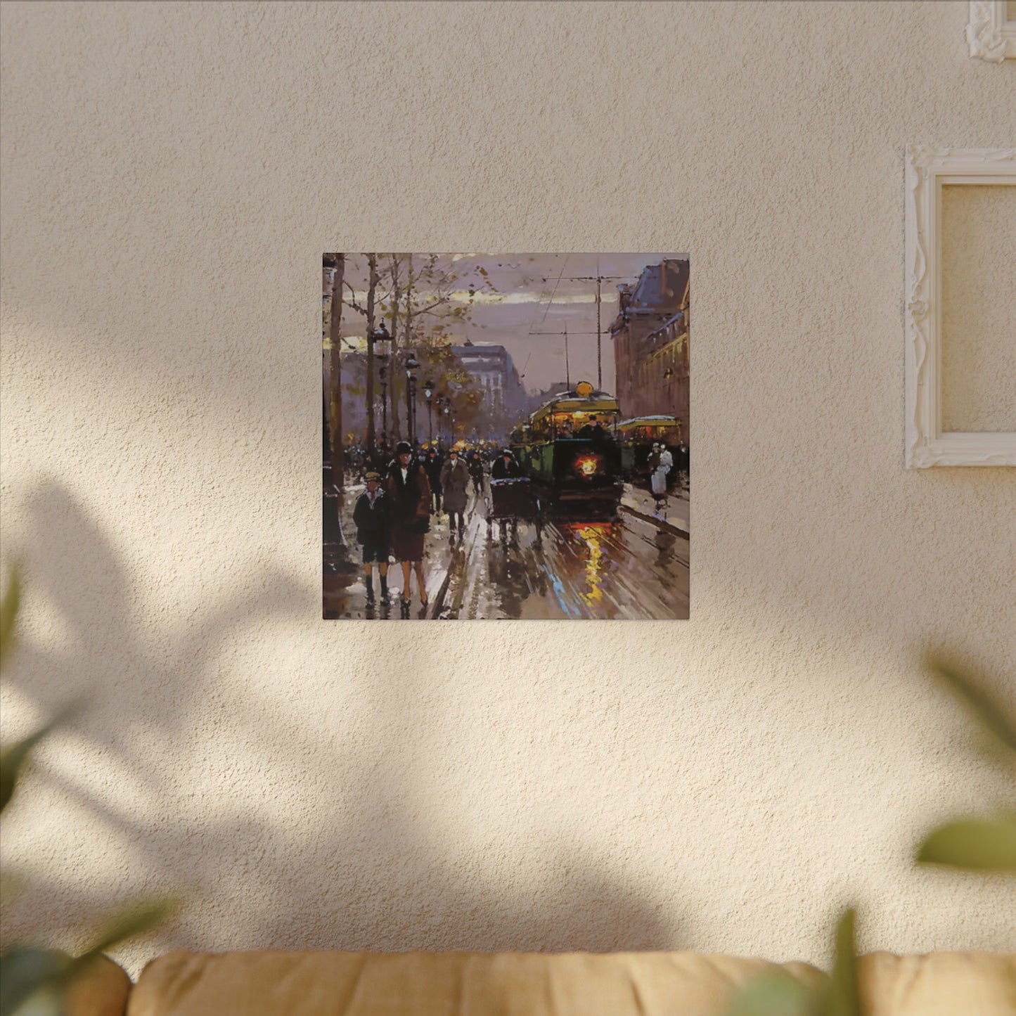 Canvas Print - Vintage Art of France Streetcar, French Artwork