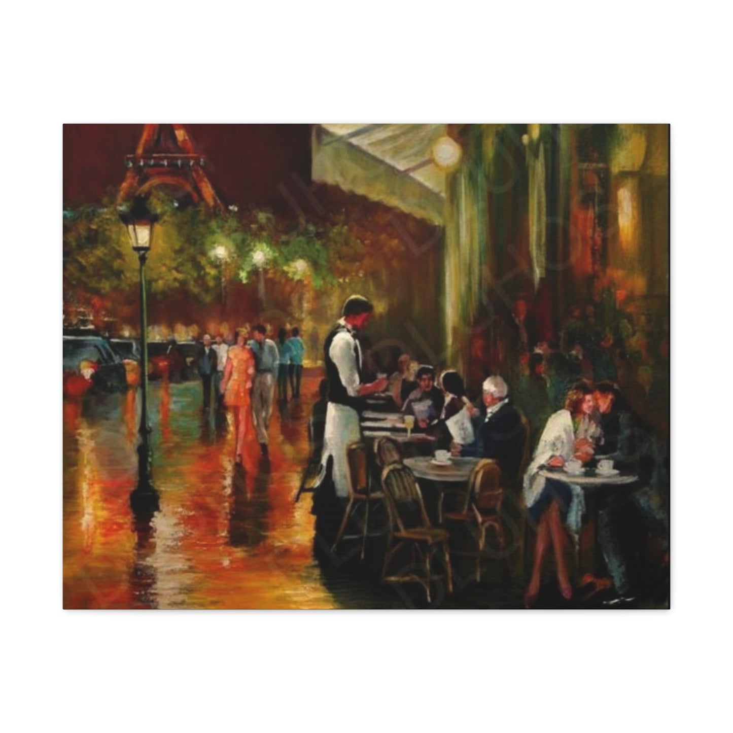 Canvas Wall Art - Charming French Street side Cafe Dining