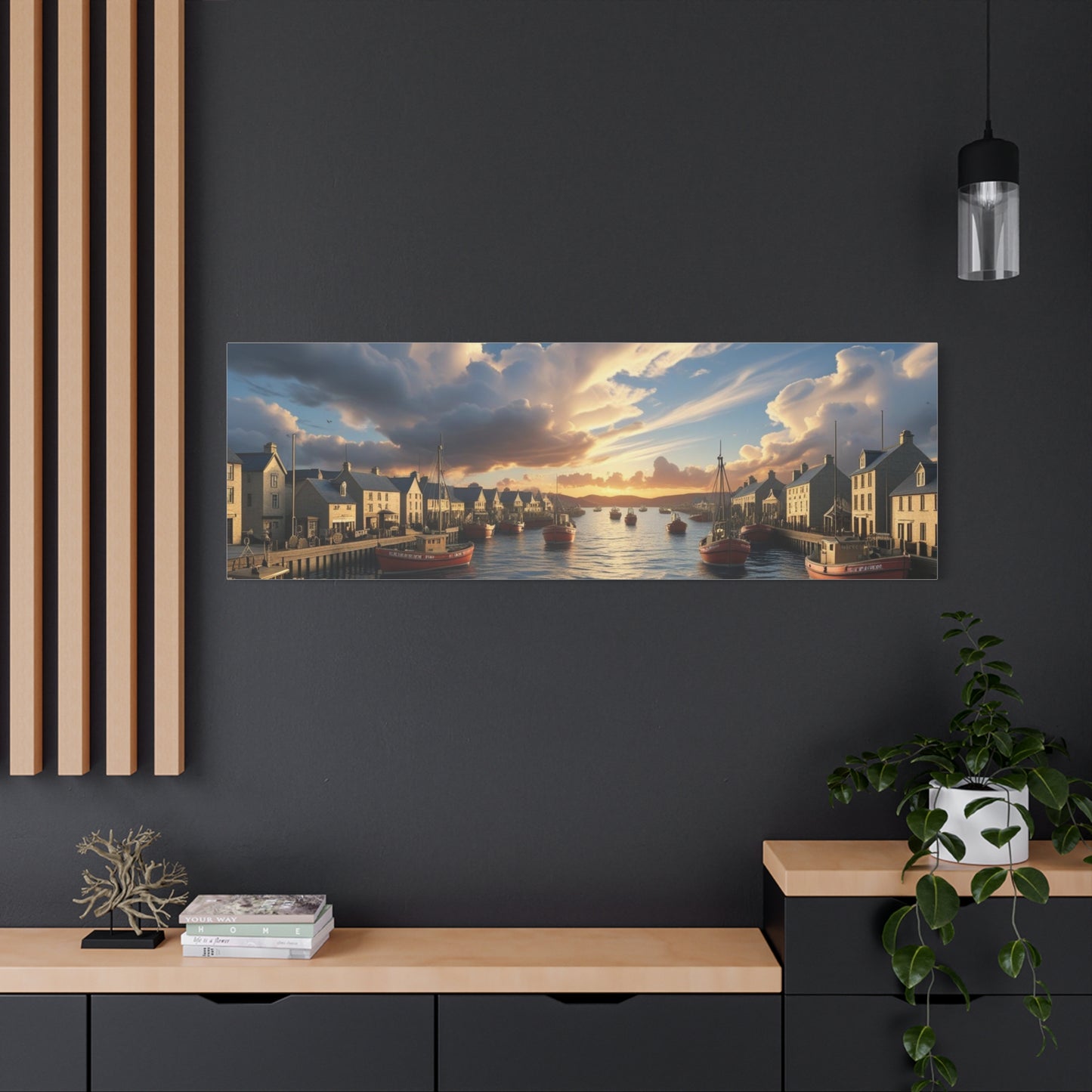Serene Harbor Canvas Print, Nautical Wall Art, Coastal Home Decor, Sunset Artwork, Gift for Beach Lovers, Scenic Artwork
