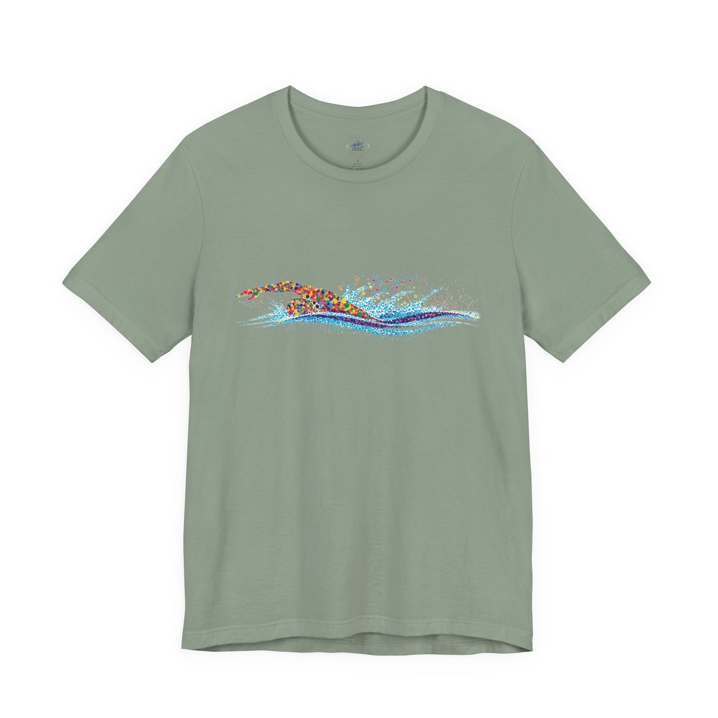 Colorful Day Dot Cool Wave Swimmer Graphic Unisex Tee, Casual Wear, Graphic T-Shirt, Beach Lover Shirt, Gift for Surfers