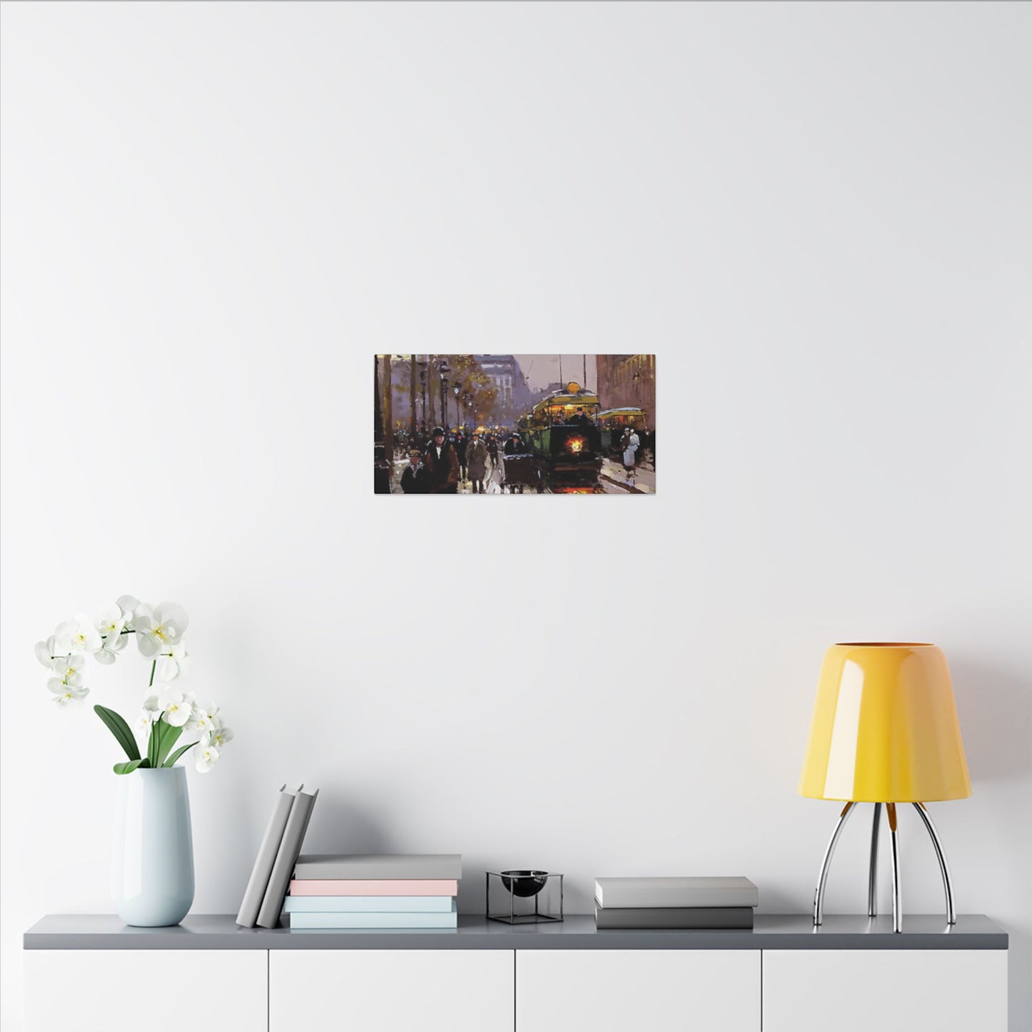 Canvas Print - Vintage Art of France Streetcar, French Artwork
