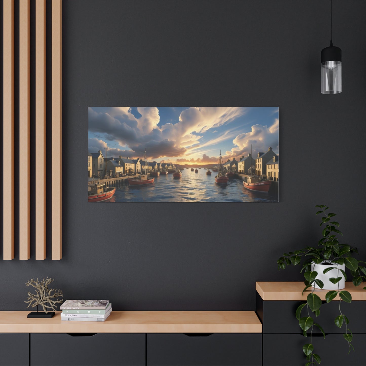 Serene Harbor Canvas Print, Nautical Wall Art, Coastal Home Decor, Sunset Artwork, Gift for Beach Lovers, Scenic Artwork