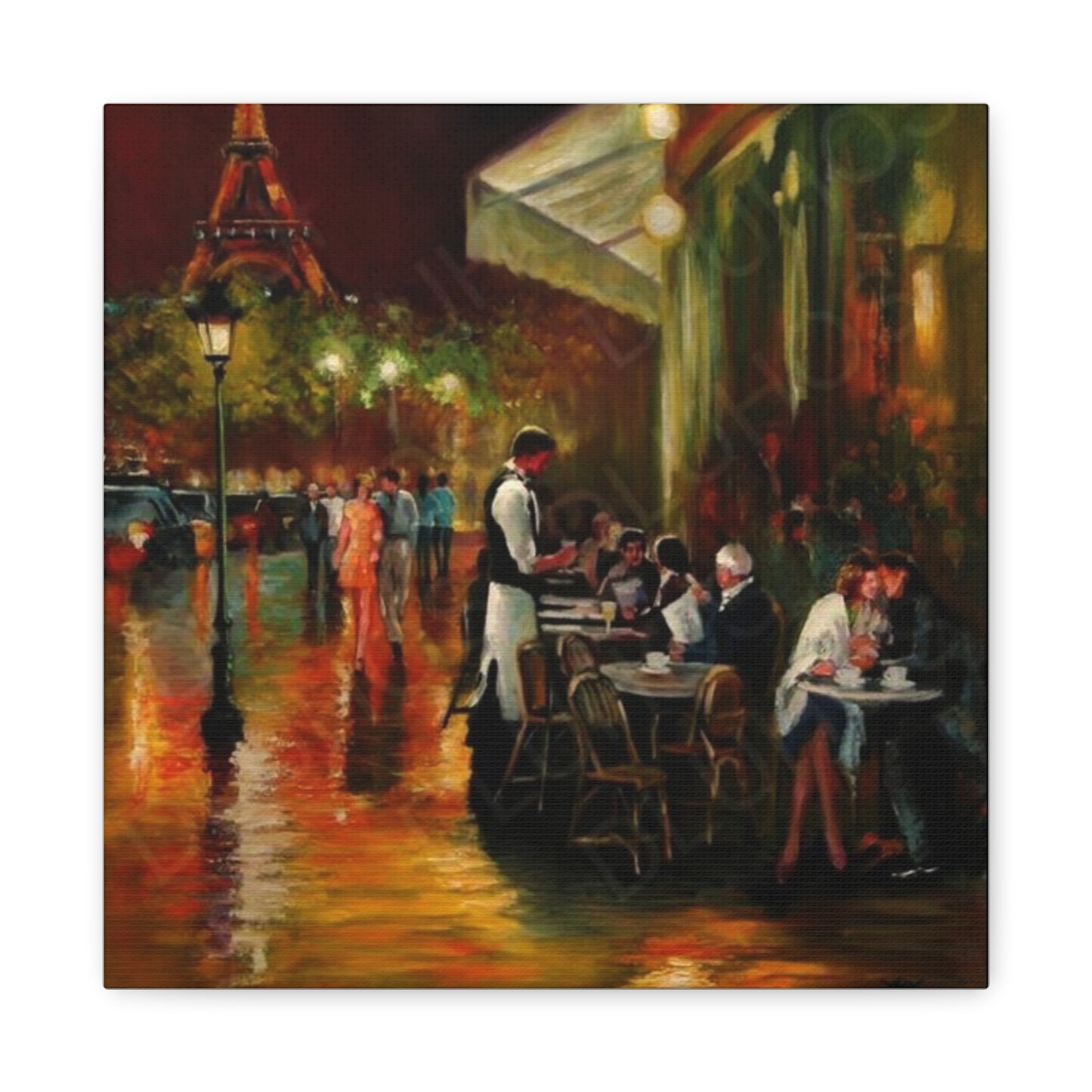 Canvas Wall Art - Charming French Street side Cafe Dining