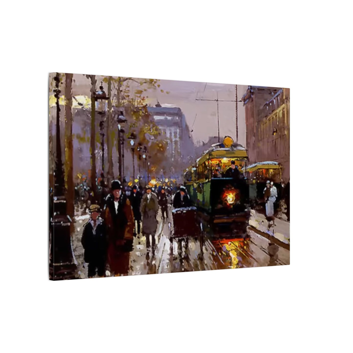 Canvas Print - Vintage Art of France Streetcar, French Artwork