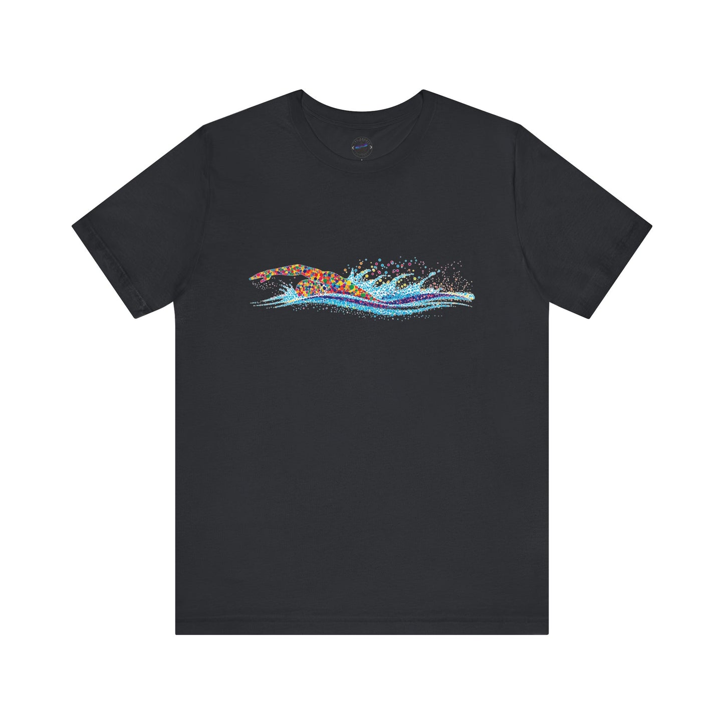 Colorful Day Dot Cool Wave Swimmer Graphic Unisex Tee, Casual Wear, Graphic T-Shirt, Beach Lover Shirt, Gift for Surfers