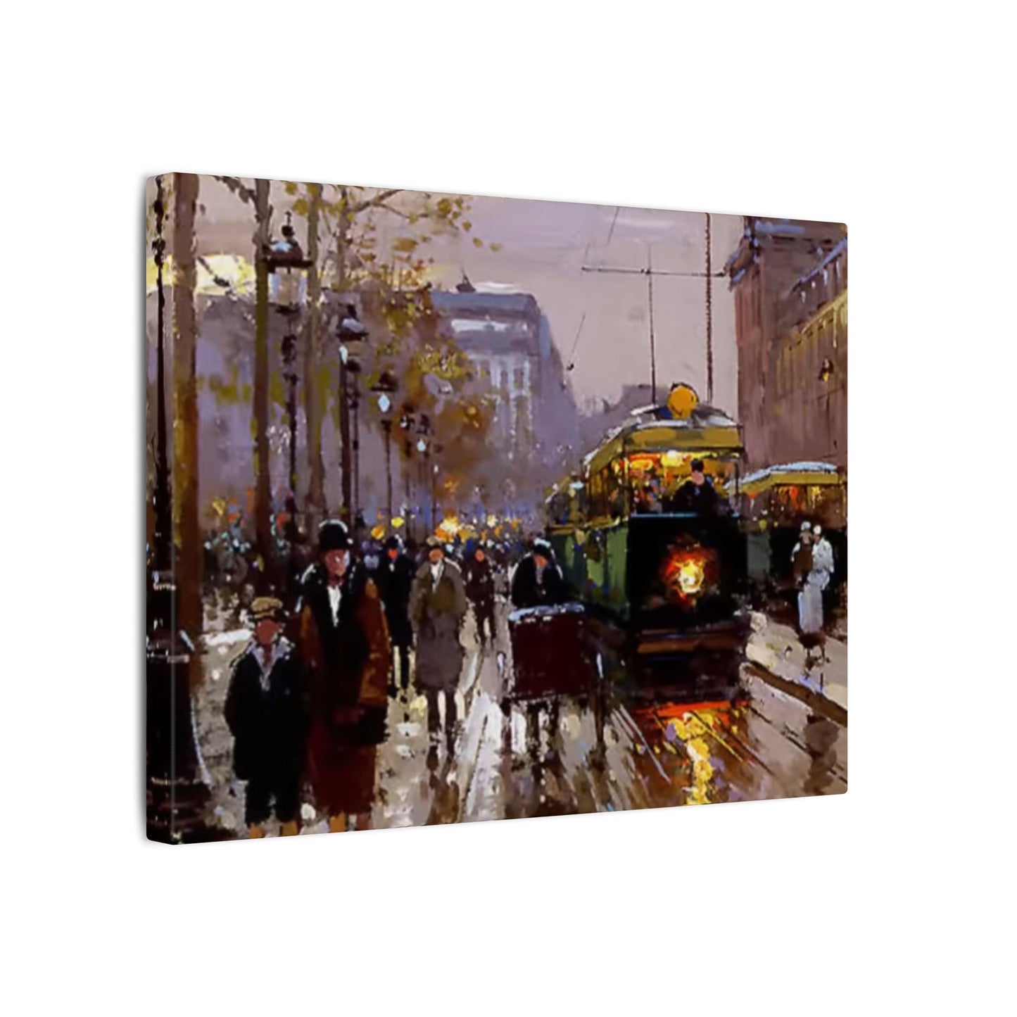 Canvas Print - Vintage Art of France Streetcar, French Artwork
