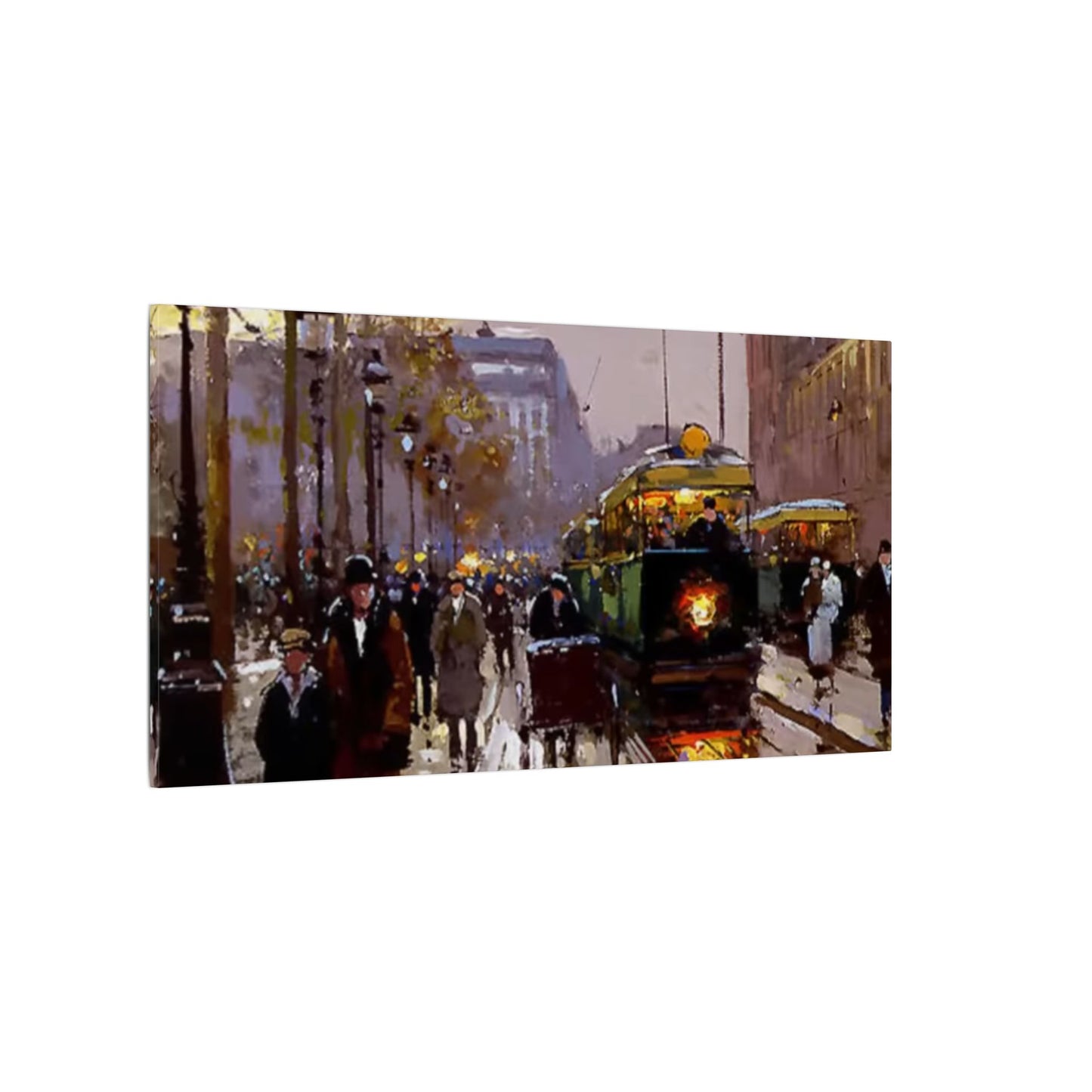 Canvas Print - Vintage Art of France Streetcar, French Artwork