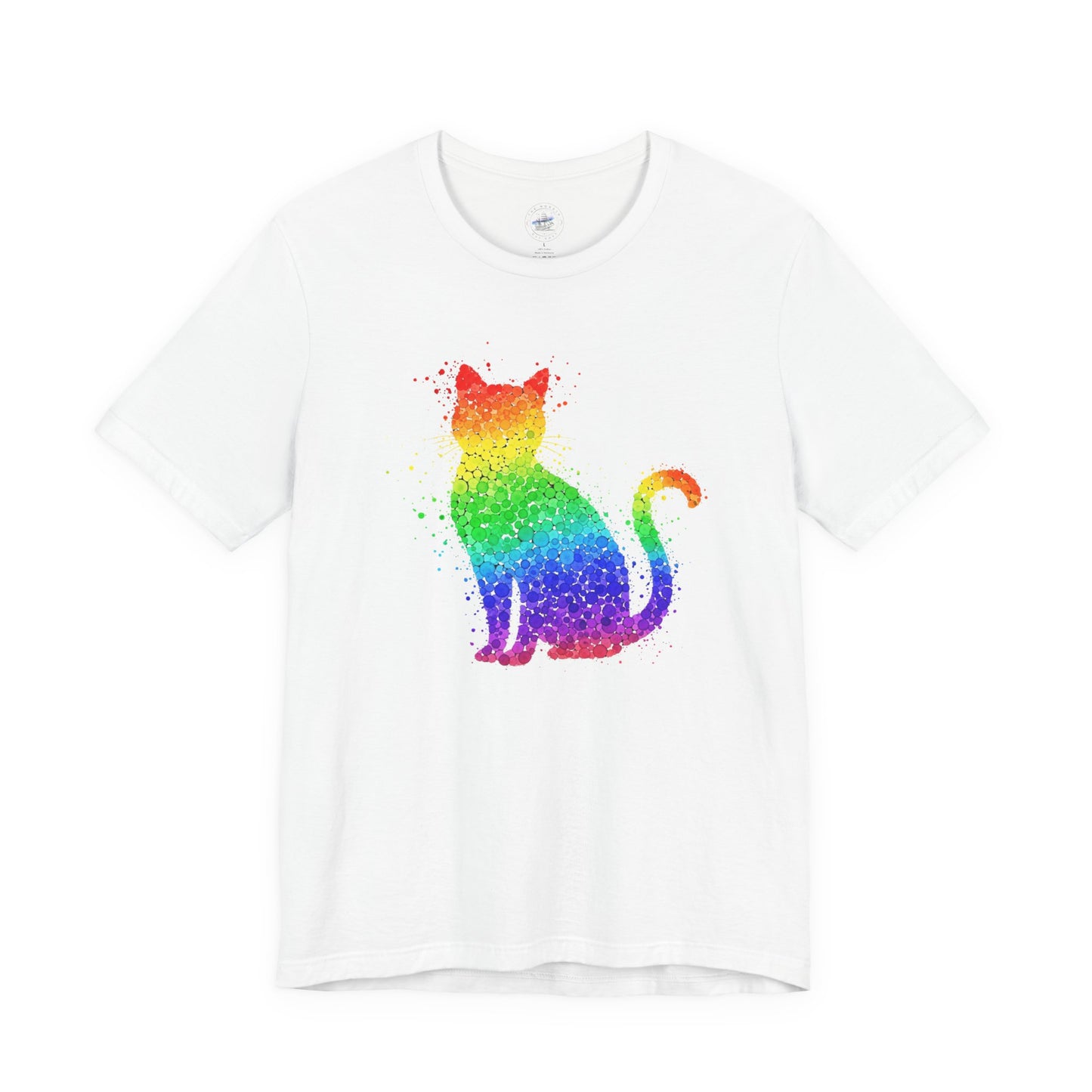 Day Dot Design, Colorful Cat Art Unisex Tee, Rainbow Cat T-Shirt, Pet Lover Gift, Cat Owner Apparel, Cute Cat Shirt, LGBT Pride Fashion