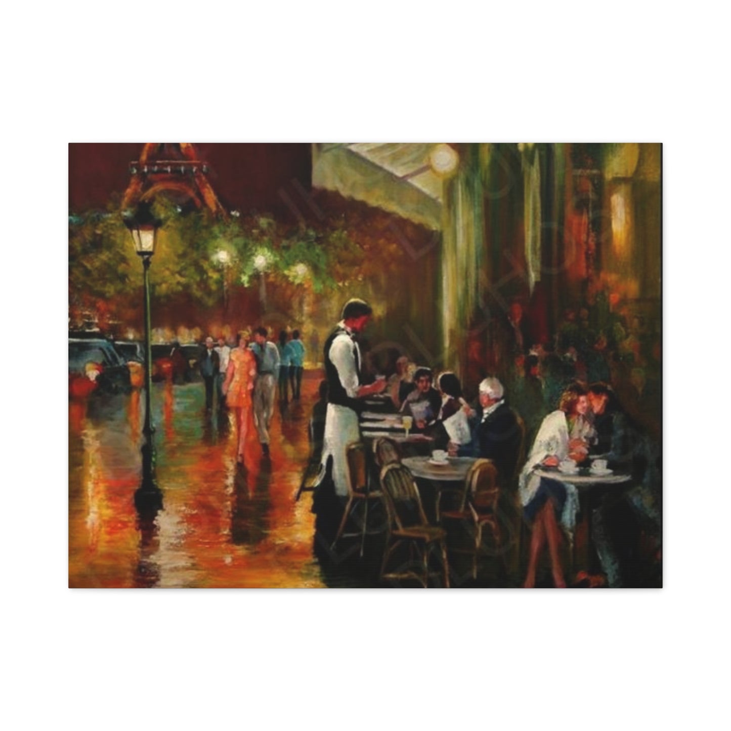 Canvas Wall Art - Charming French Street side Cafe Dining