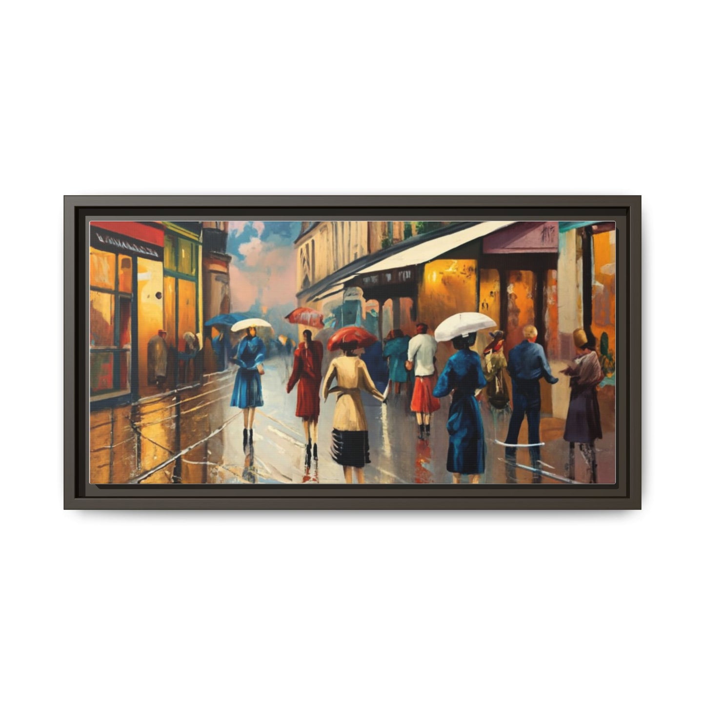 Framed Canvas-Cityscape French Ladies Shopping