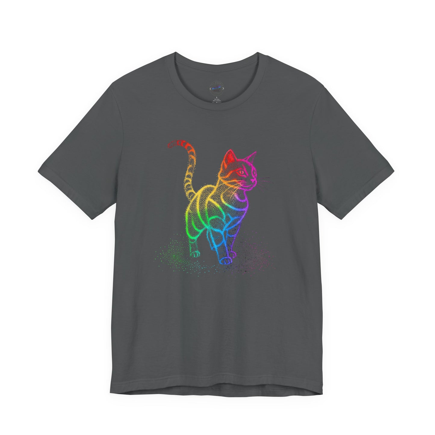 Day Dot Style, Rainbow Cat Unisex Jersey Tee, Colorful Cat Shirt, Gift for Cat Lovers, Cute Pet Apparel, Cat-Themed Fashion, Animal Lover Tee