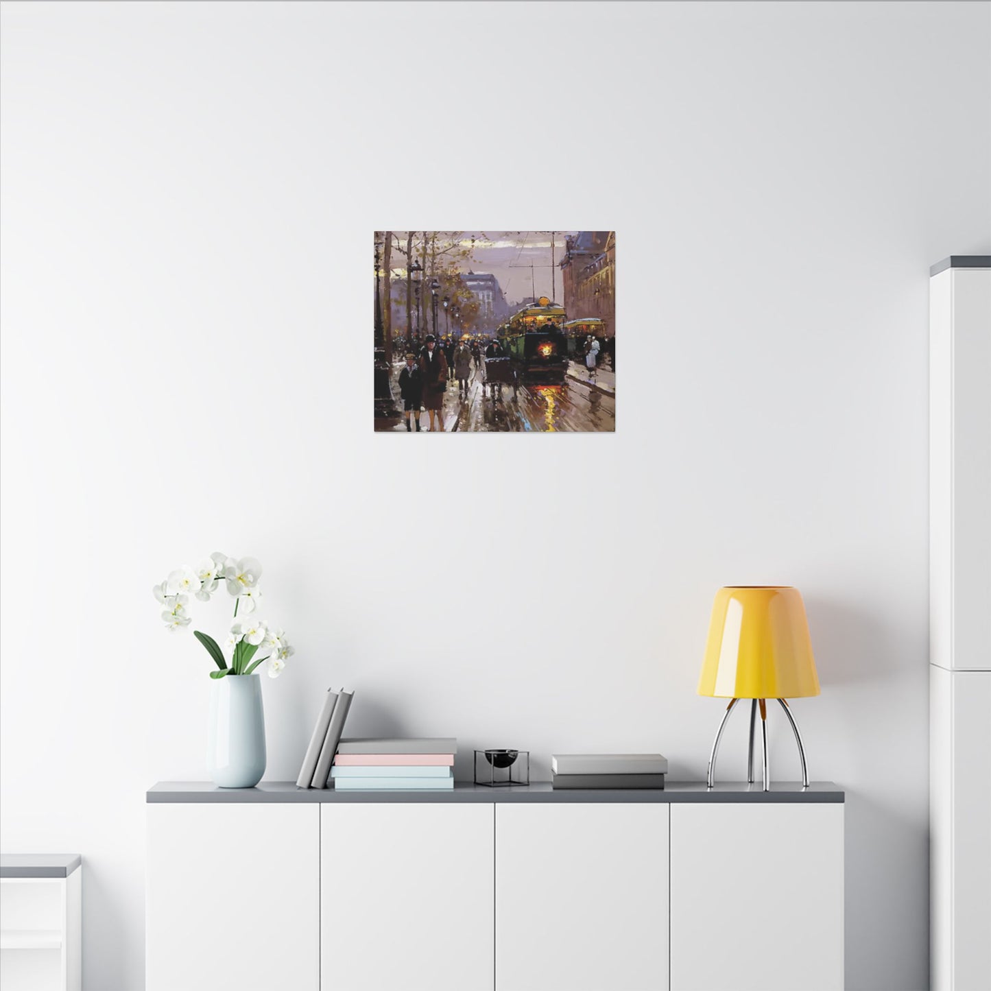 Canvas Print - Vintage Art of France Streetcar, French Artwork